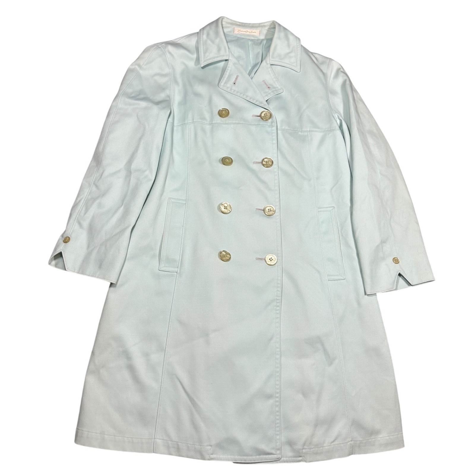Vintage 70s Misty Harbor Aqua Blue Trench Coat Boatswain Twill Union Made 12P