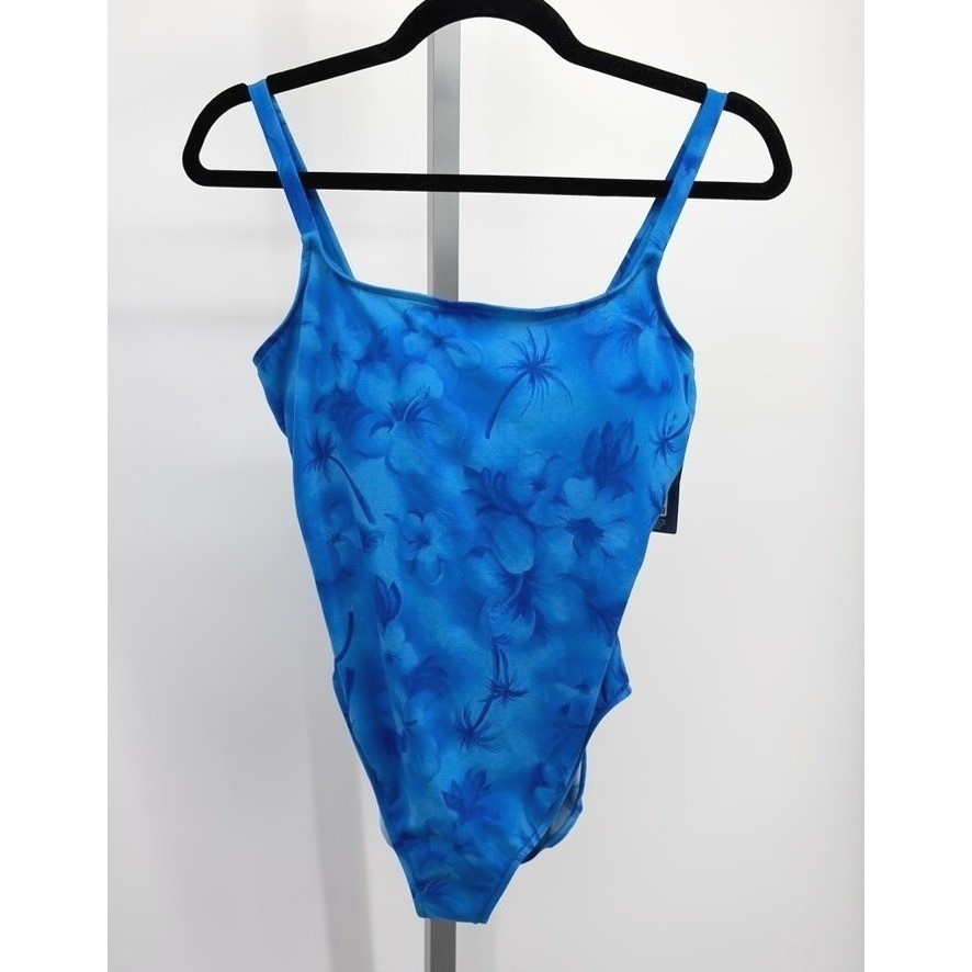 Cherokee Vintage 2002 Target One Piece Swimsuit Womens 14 Blue Floral NWT