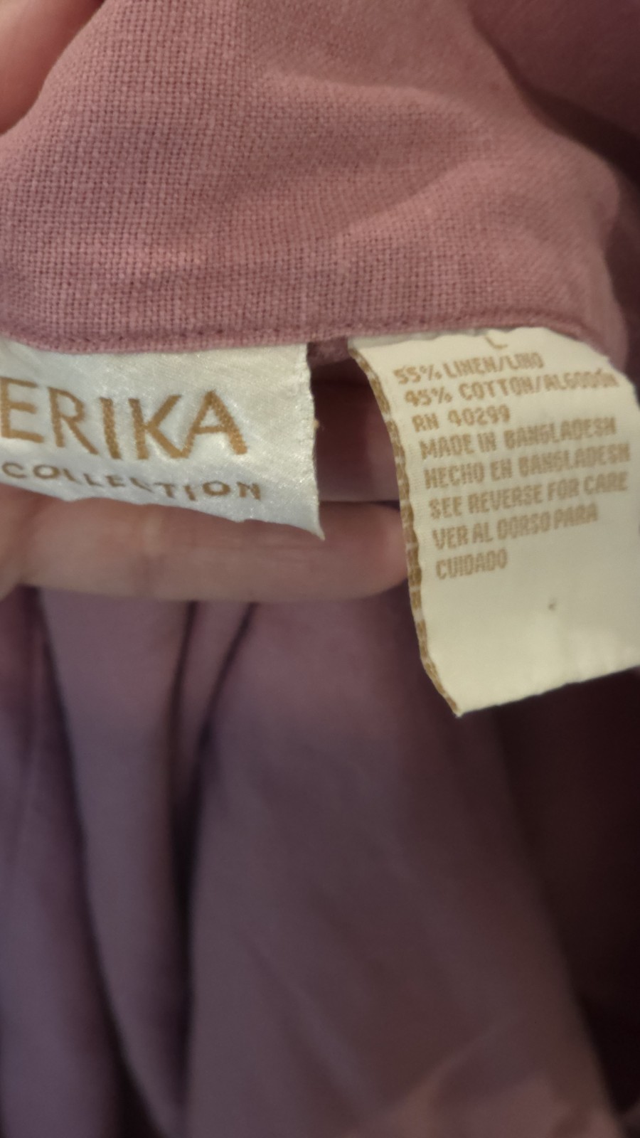 Vintage Erika Collection Pink Two-Piece Dress Set Sz L Pockets Embroidered