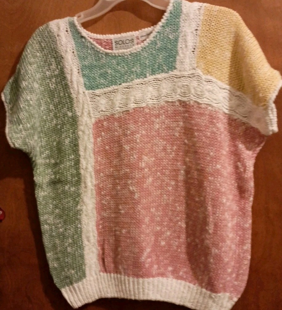 Vintage Granny core Solos by Koret Women&rsquo;s Size L Handknit Short Sleeved Top