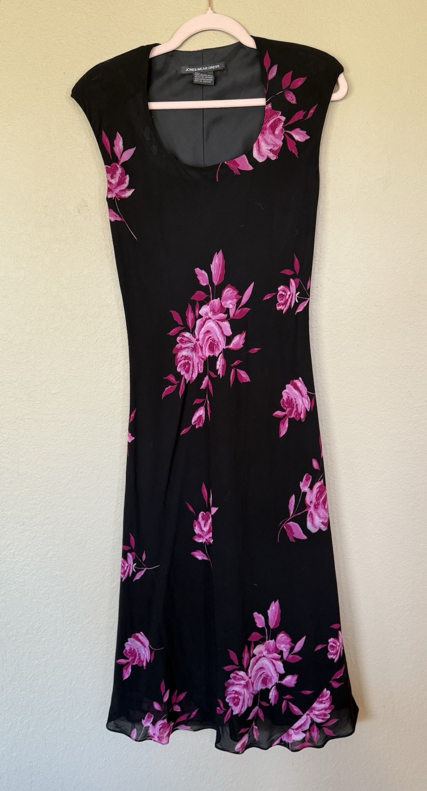 Jones Wear Vintage Y2K Whimsigoth Grunge Fairy Dress Black Pink Floral 6 469C