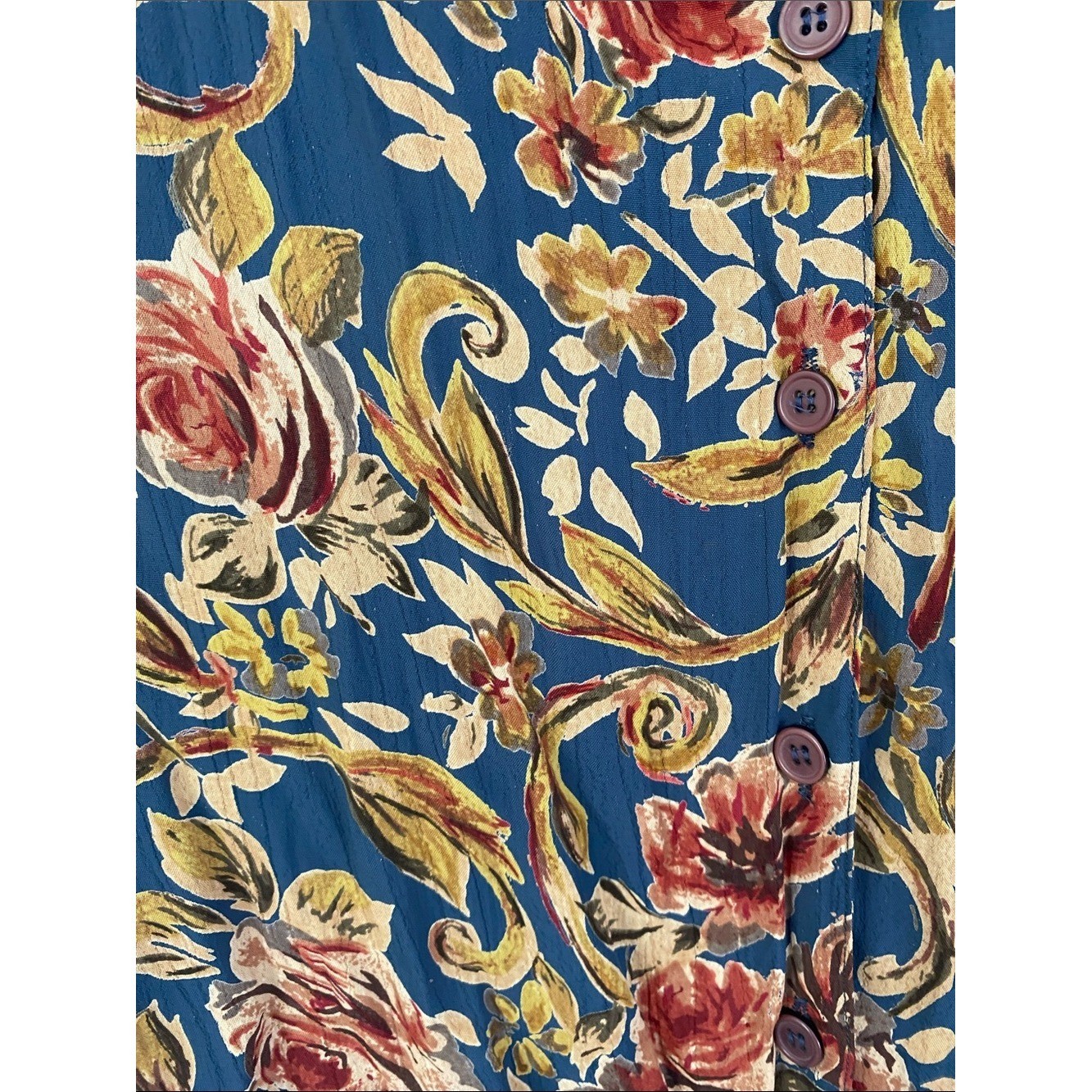 jonathan martin Sophisticates Navy Floral Button-Down Short Sleeve Blouse Vtg