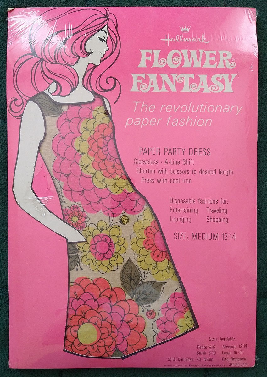 Vintage 1967-69 Hallmark Flower Fantasy Paper A-Line Shift Medium 12-14 SEALED