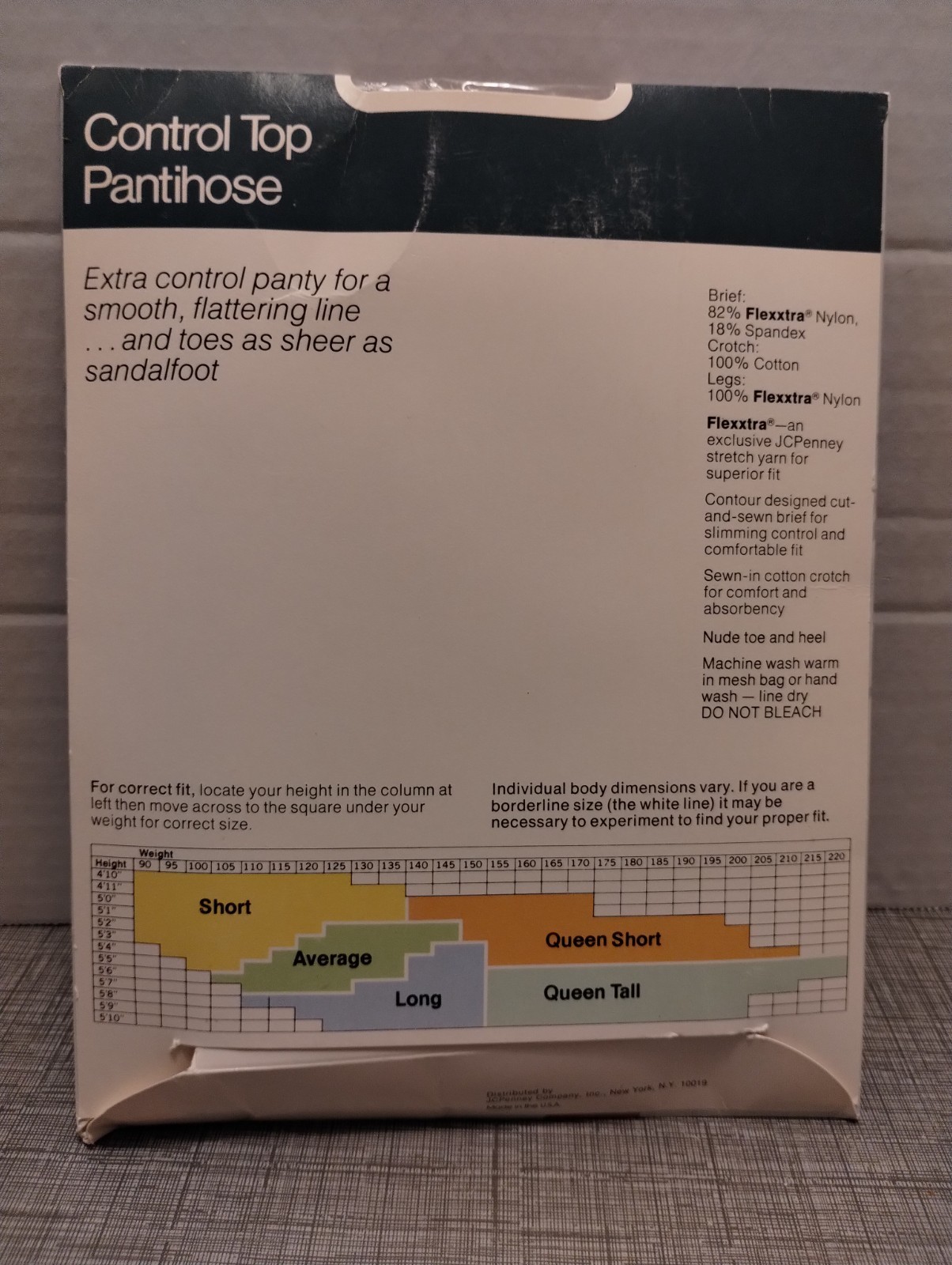 Vintage JCPenney Super Shaper Control Top Pantyhose – Queen Tall /Suntan