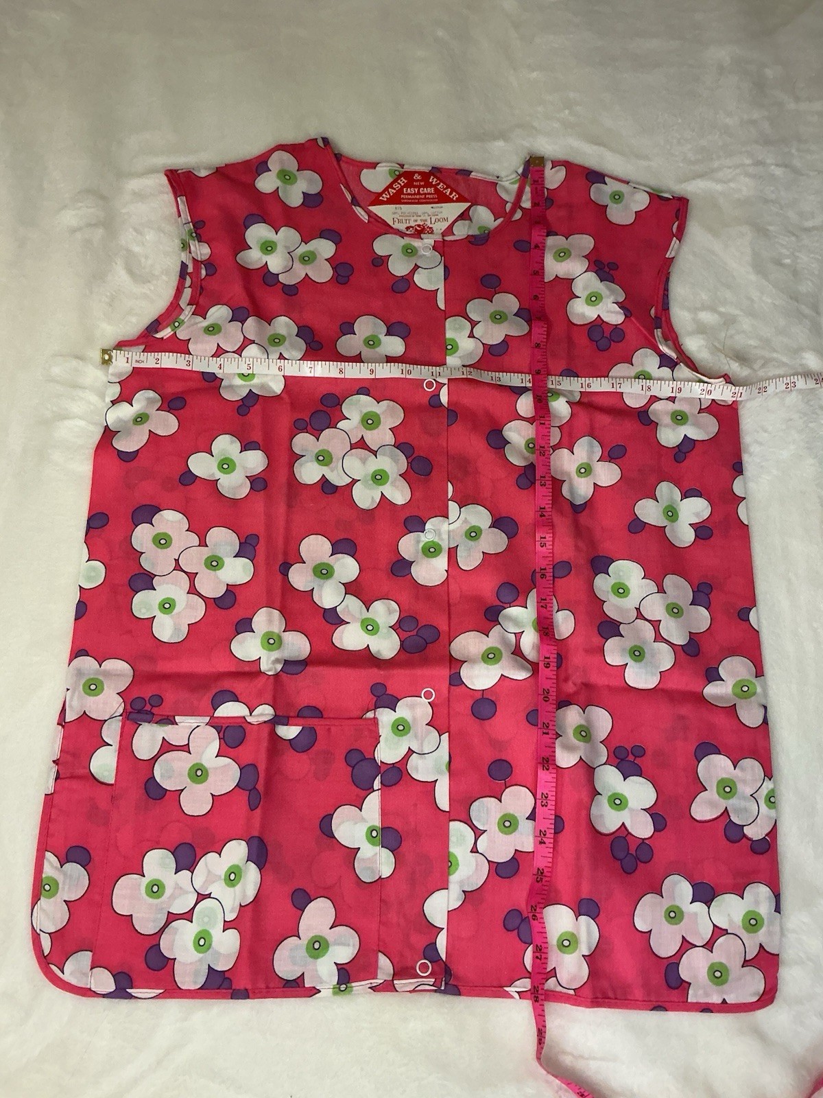 Fruit Of The Loom Vintage NOS Vibrant Floral Pink Wash & Wear Tank Medium