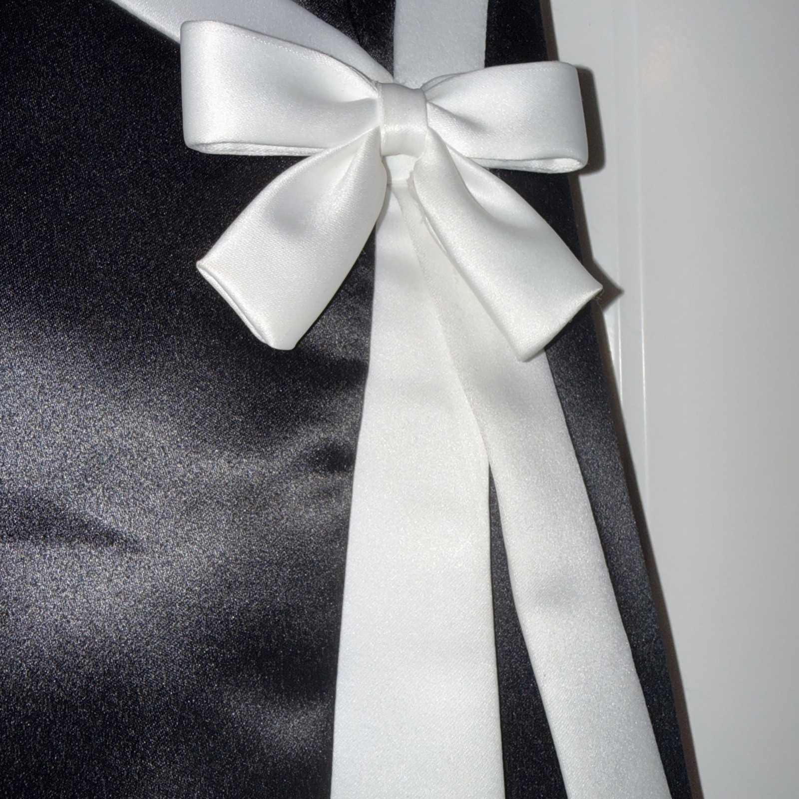 Gunne Sax Jessica McClintock Black White Satin Strapless Formal Dress 1/2