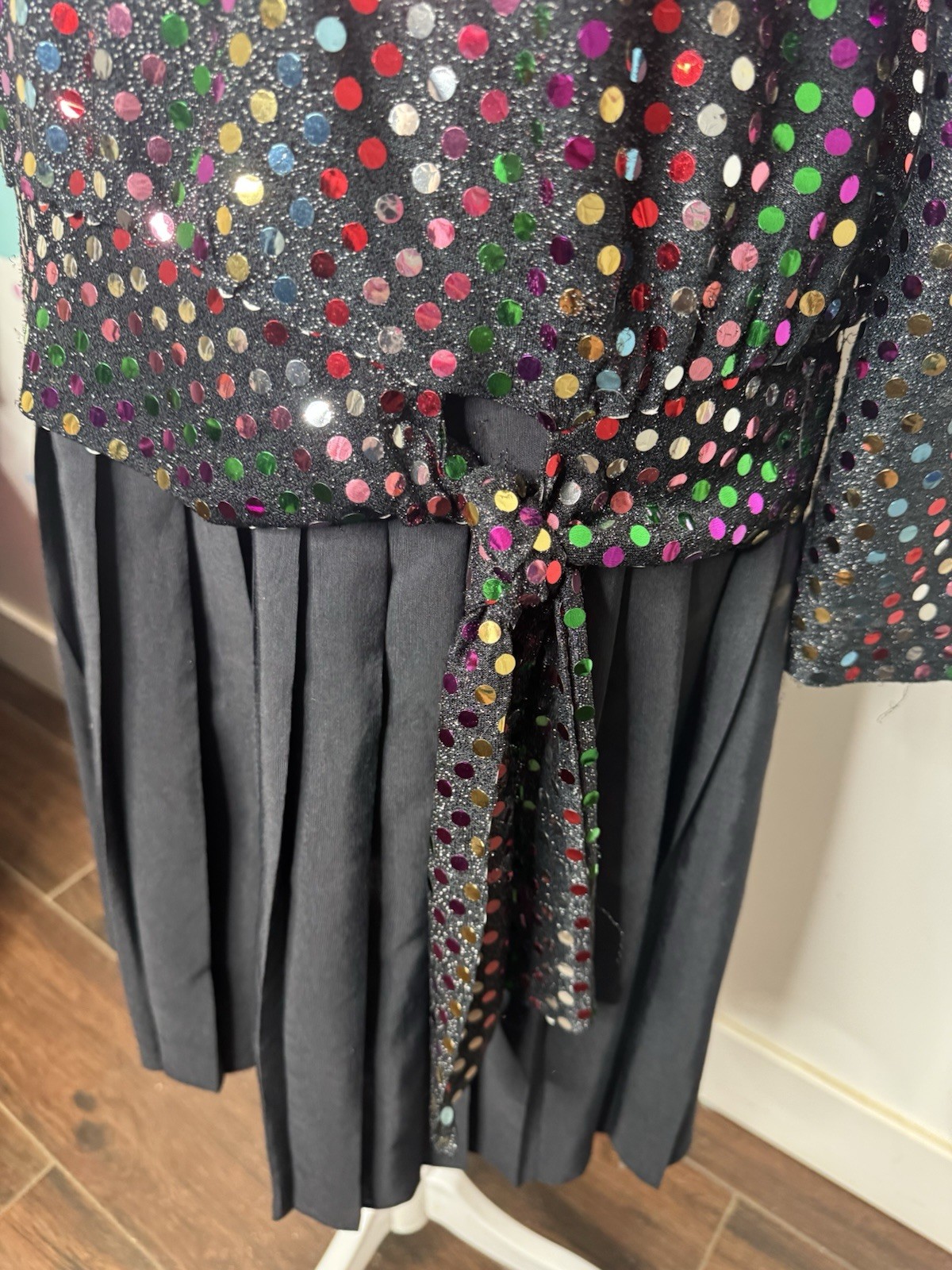 Vintage Another Thyme Shirt Large Sequin Mirror Colorful Party Club Disco Knot