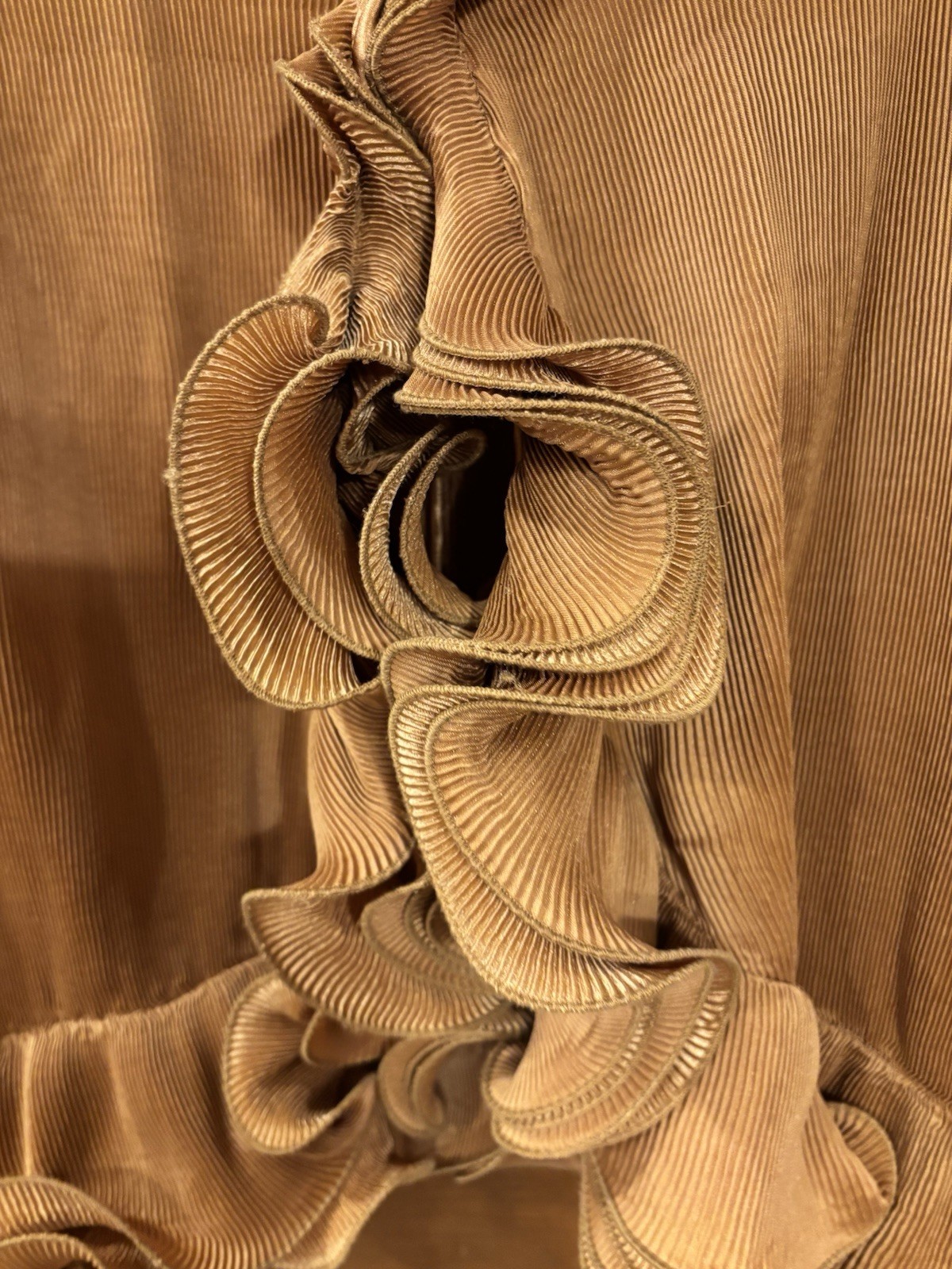 VINTAGE NINA MASSINI Gold Copper Pisse Ruffled Jacket Formal Wear XL