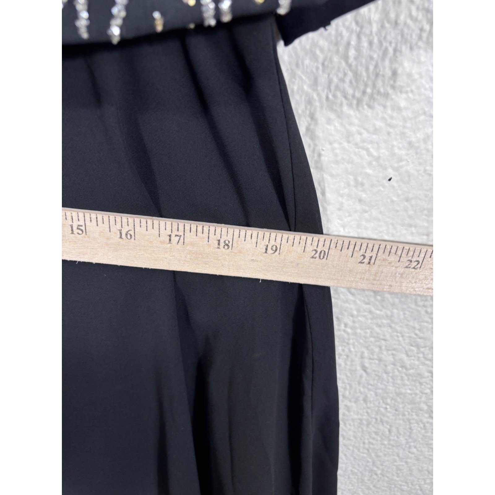 J.S.J. Dress Women Medium Black Vintage Sequin Chiffon Long Sleeve