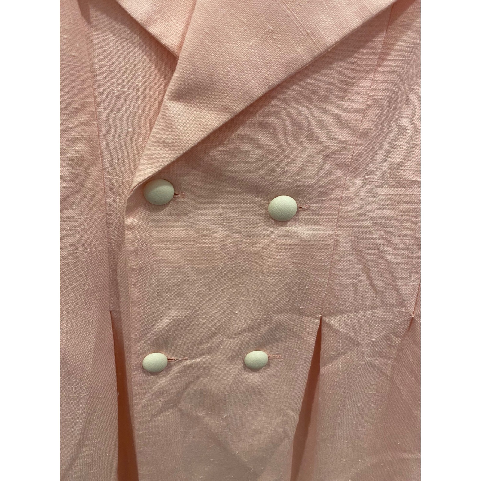 Vintage Pink Double Breasted Blazer Dress White Cuffed Short Sleeve Pastel 80s