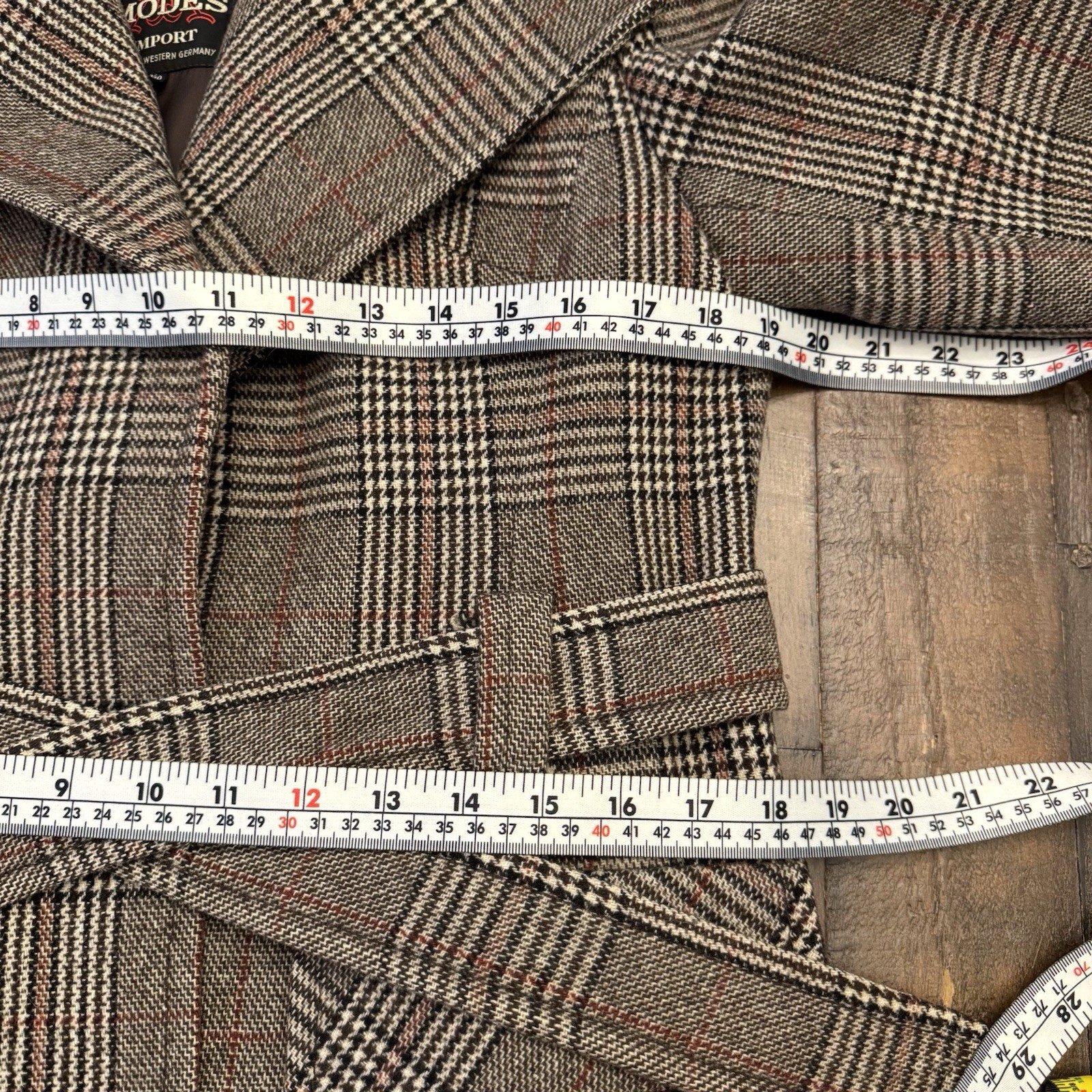 VTG Elli Modes Wool Belted Wrap Coat Women&rsquo;s 9/10 Glen Plaid Equestrian Germany