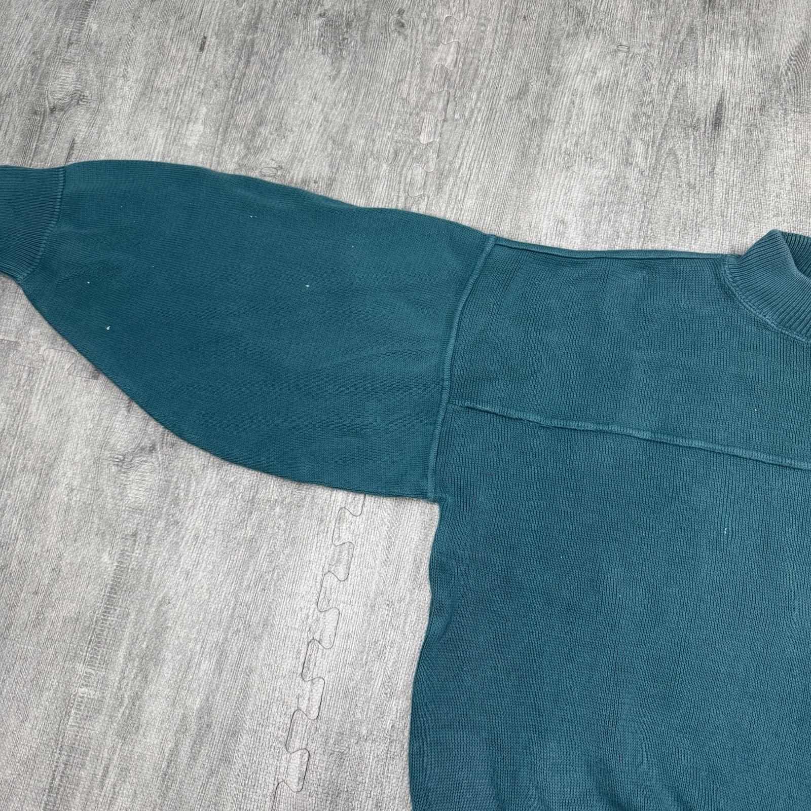 SPAGO SPORT PULLOVER MOCK NECK COTTON KNIT SWEATER AQUA BLUE 80S RETRO L/S