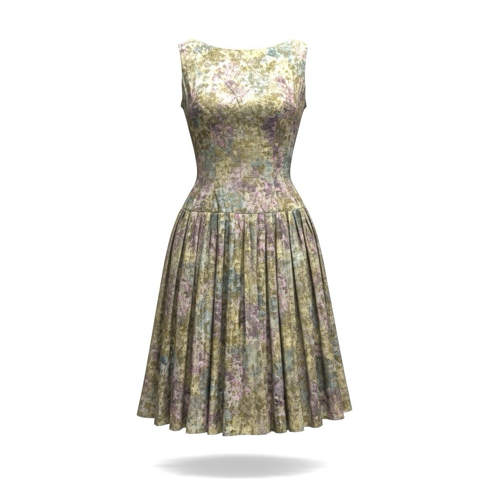 1950’s Vintage Theo Of California Gold Foil Abstract MCM Pleated Cocktail Dress