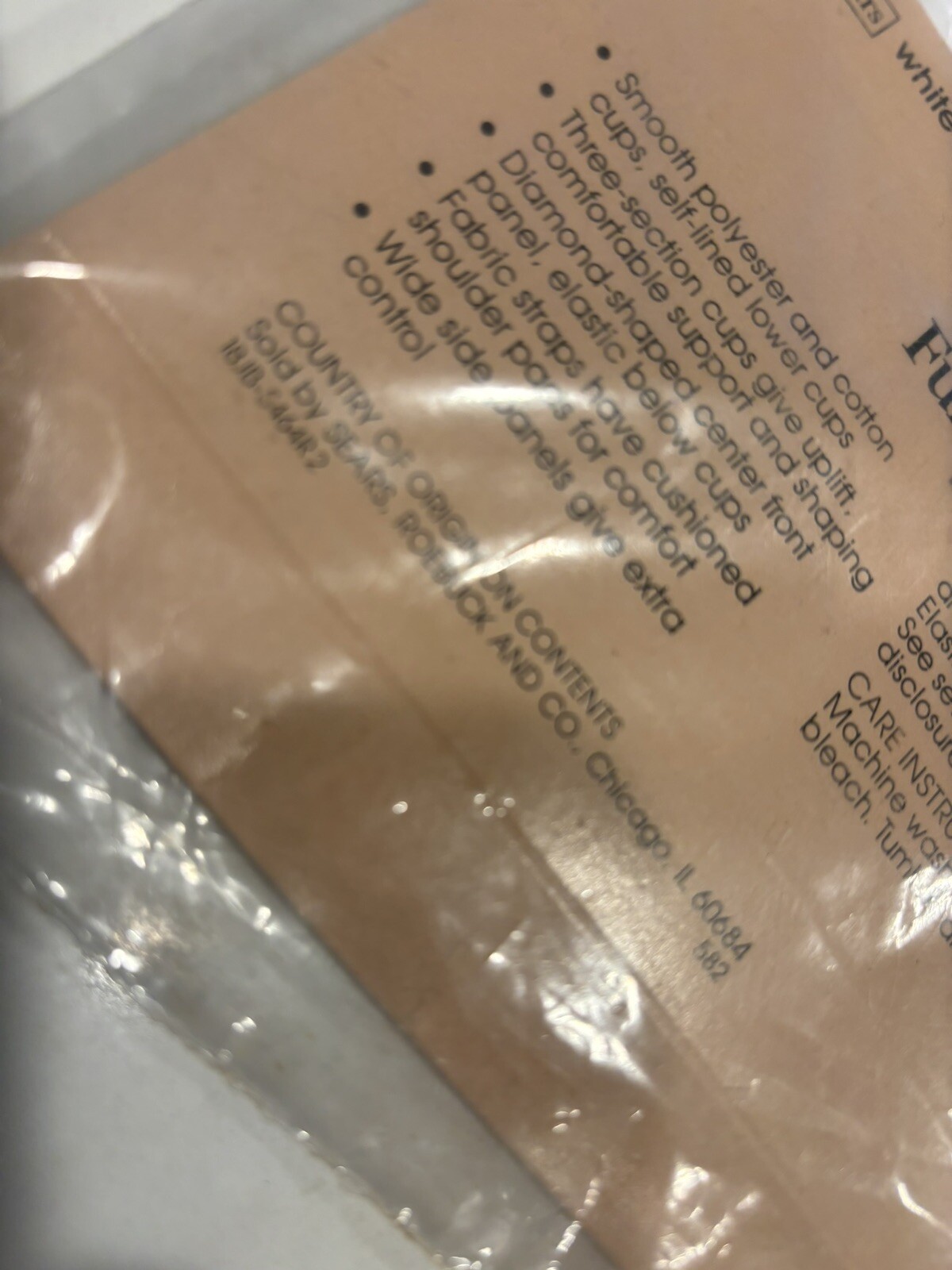 Vintage New Sears Full Figure 42C Soft Cup Full Support Bra In Pkg