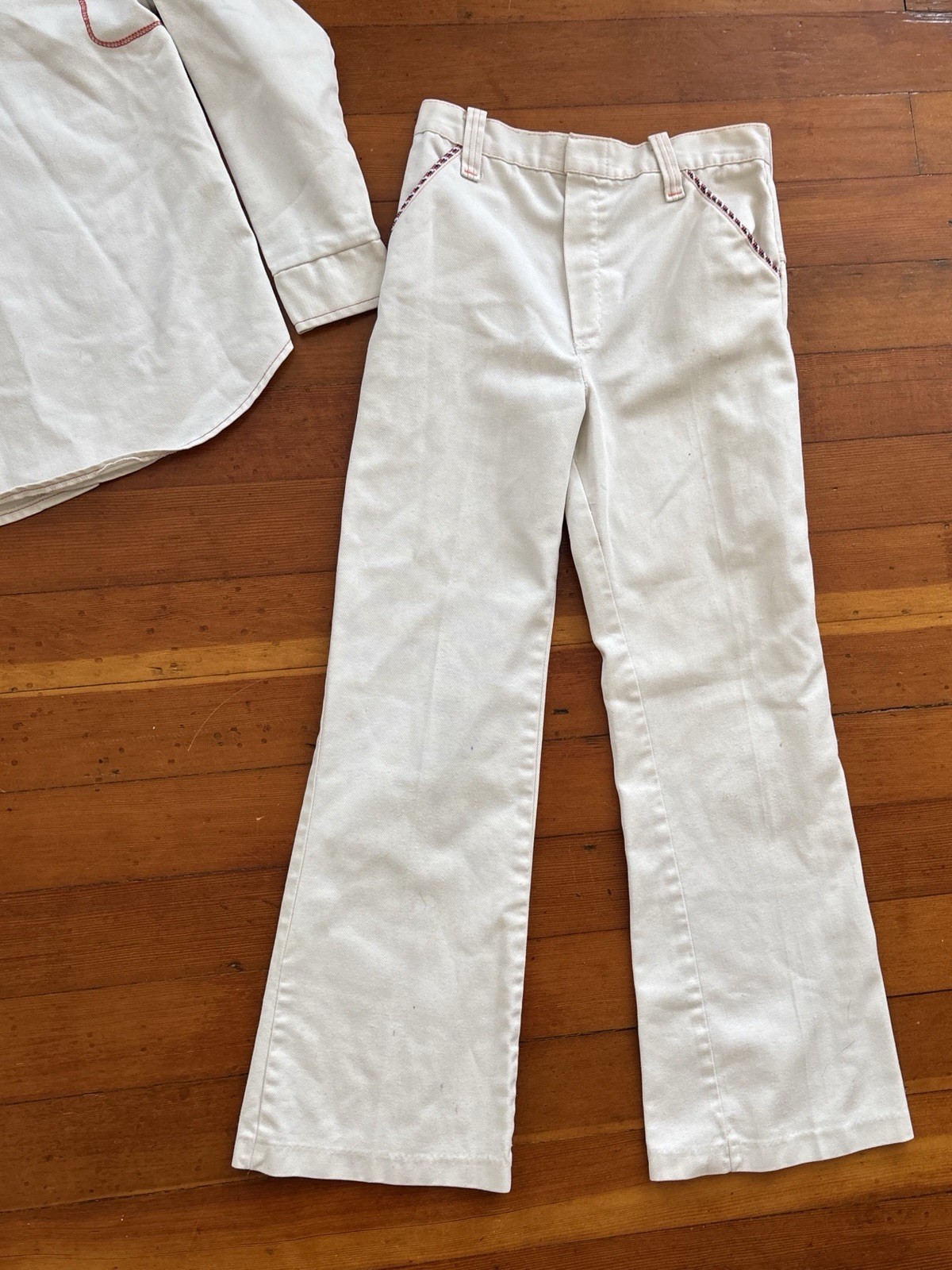 Womens 70s Denim Jacket Bell Bottom Pant Set Embroidered Vintage