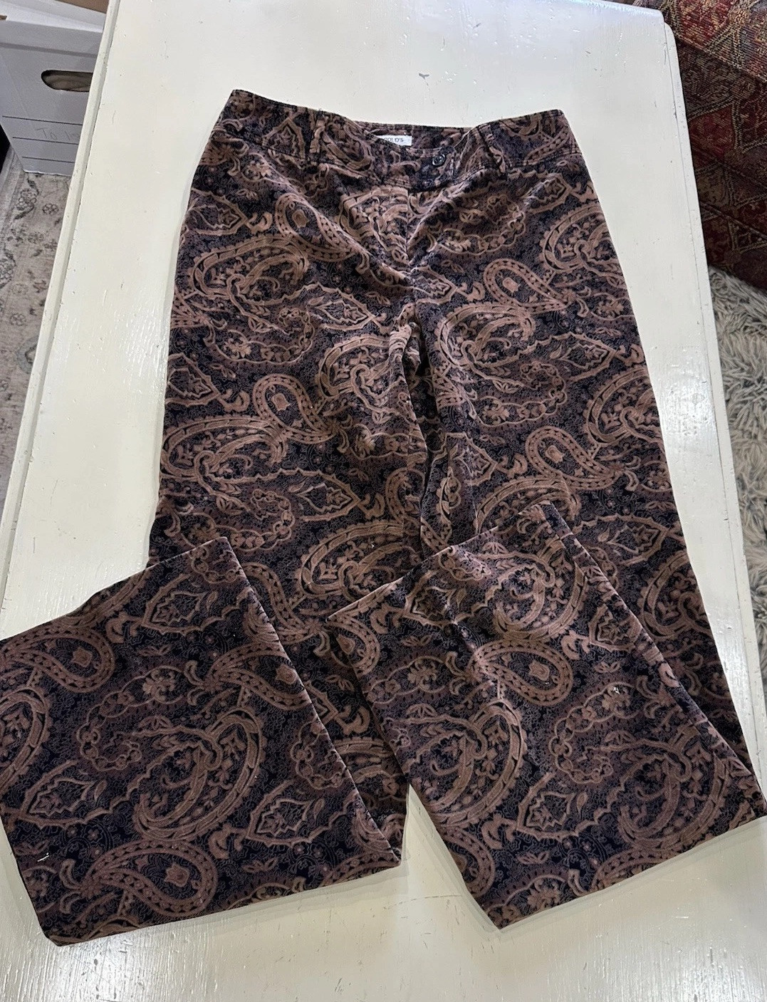 Vintage HAROLDS Paisley Pants Womens 6 Trousers Corduroy Brown High Waist Hippie