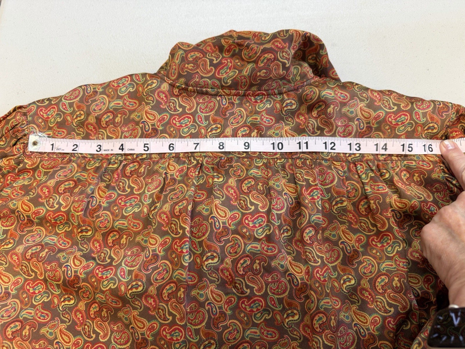 Vintage 1980&rsquo;s ESCADA Copper Brown Orange Paisley Print Silk Blouse Germany SRB