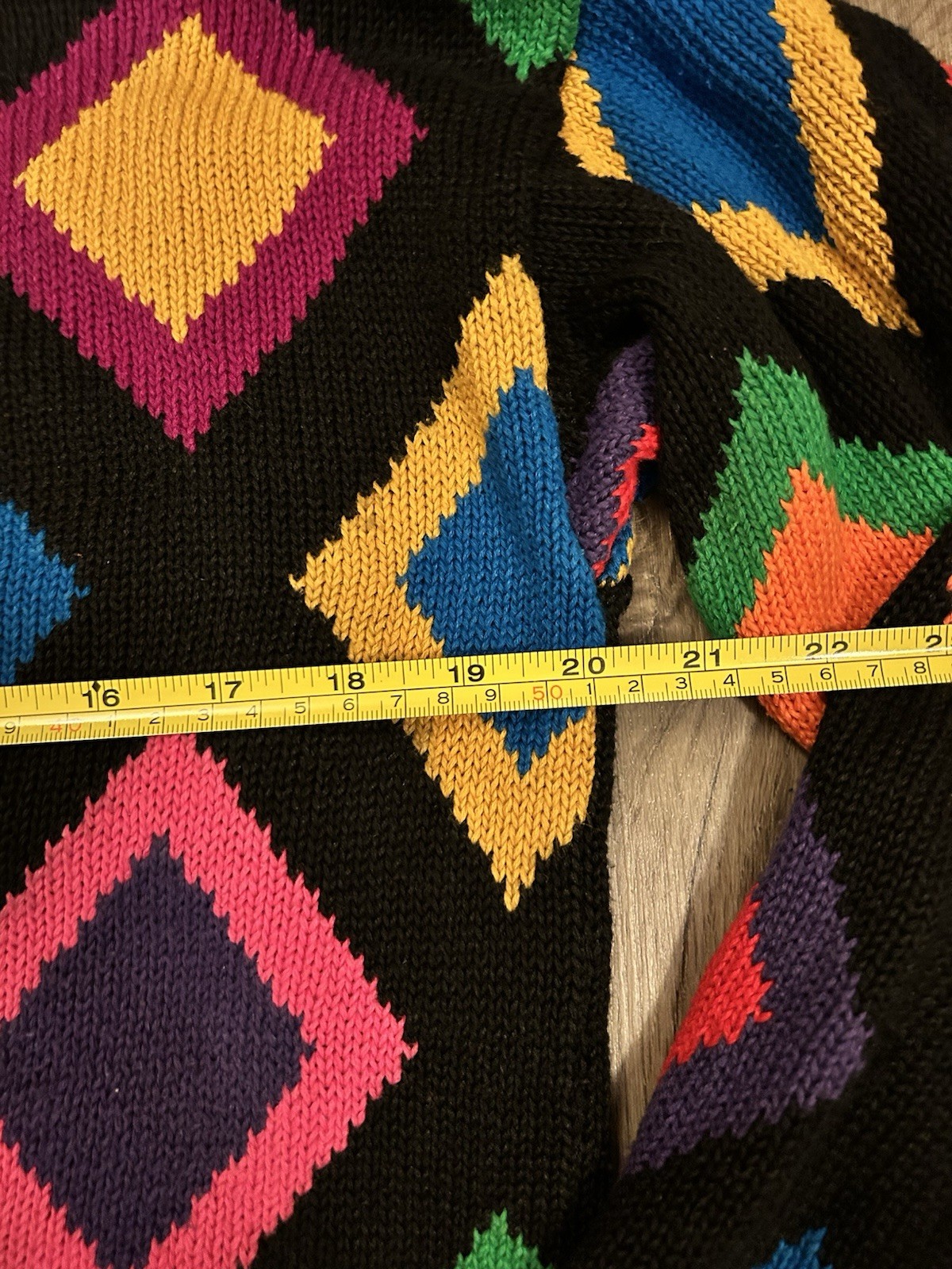 1980s Rafaella Argyle Harlequin Style Knit Pullover Sweater