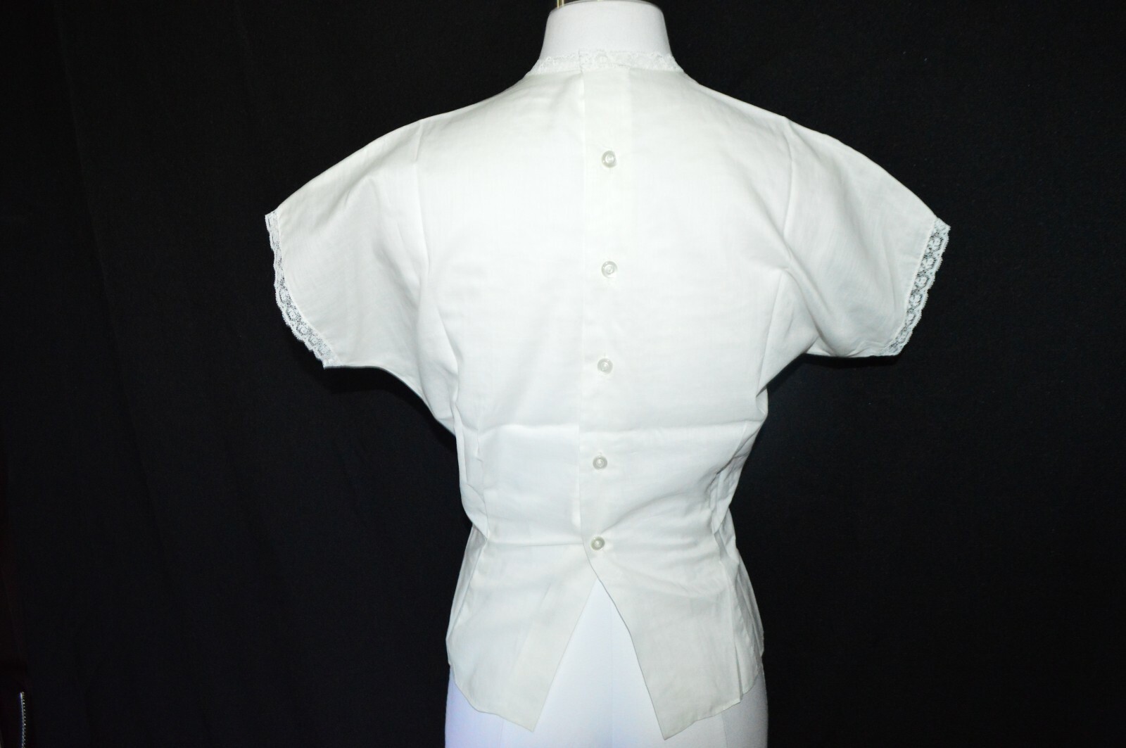 Eclipse Seattle Ivory Poly Blend Lace 1960&rsquo;s Blouse Vintage Top Size 32