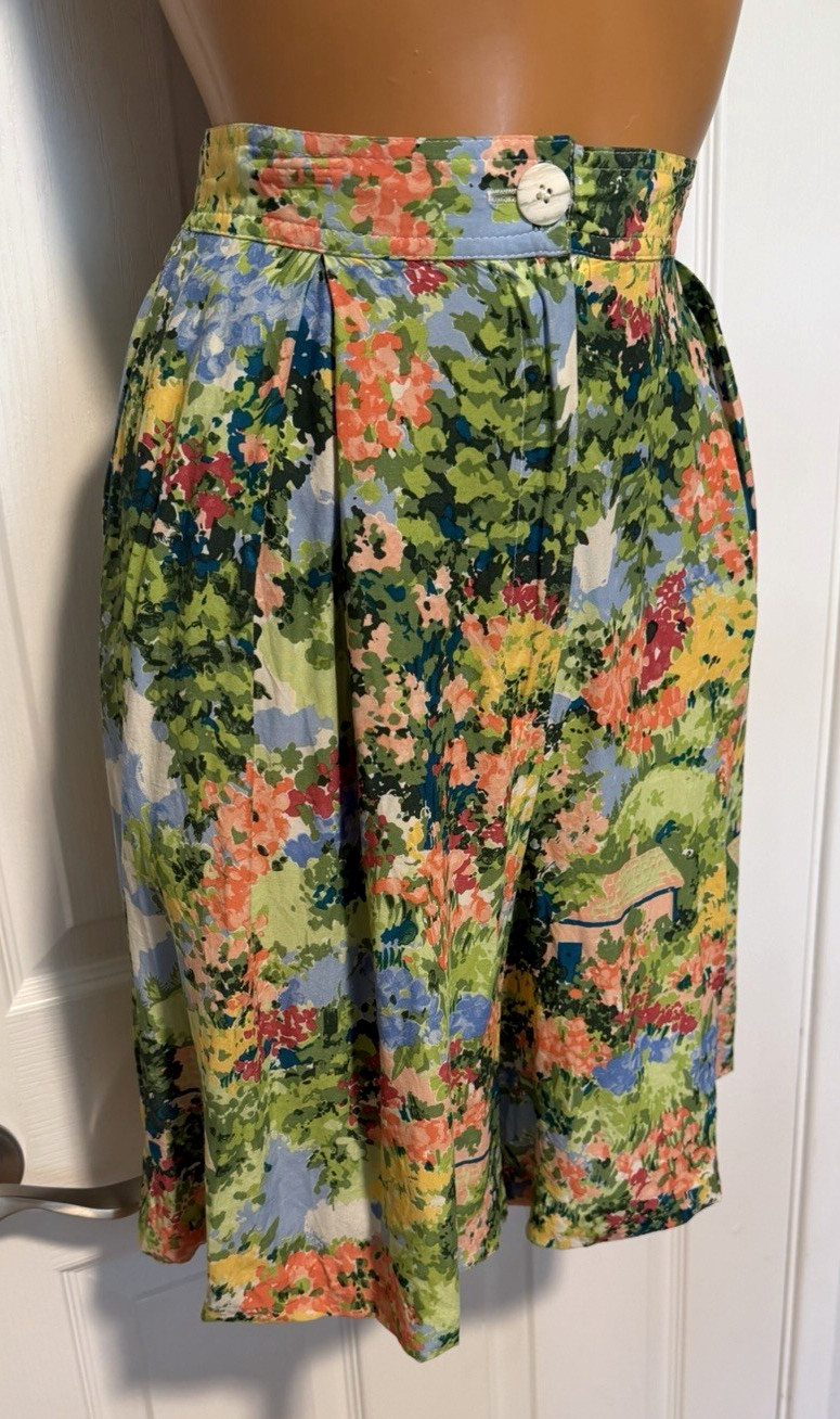 VTG 80&rsquo;S CAROL ANDERSON COLLECTION COTTAGE FLORAL SKORT SKIRT SHORTS SZ M