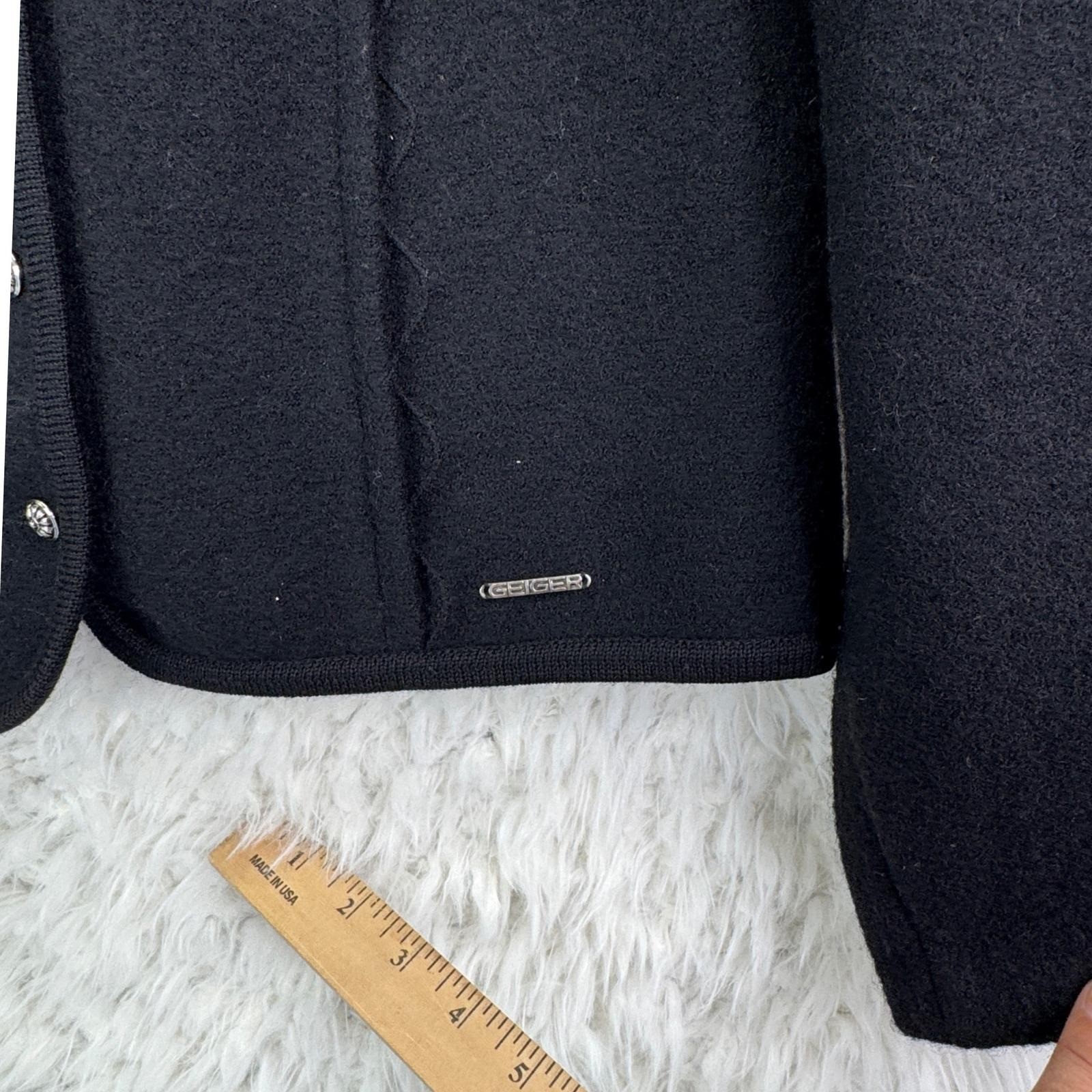Geiger Tyrol Boiled Wool Jacket 44 VTG L Black Austrian Trachten Cardigan Blazer