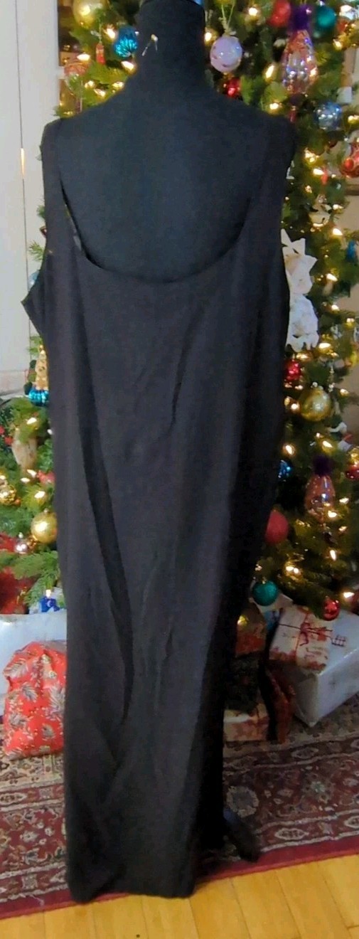 Vintage 80s Tan Chho Black Beaded Sequin Duster Dress 4 Piece Set, Women&rsquo;s 2X