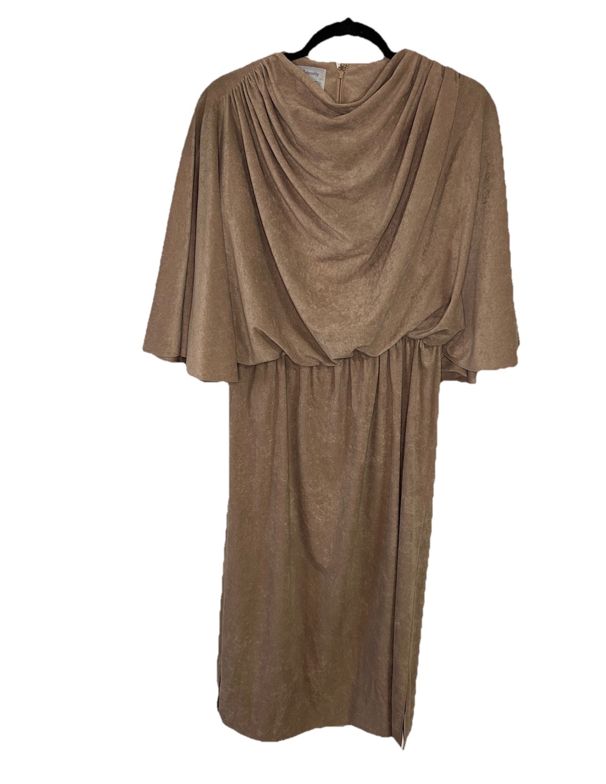 VTG Western Tan Suede Draped Midi Length Dress NARDIS OF DALLAS S/M