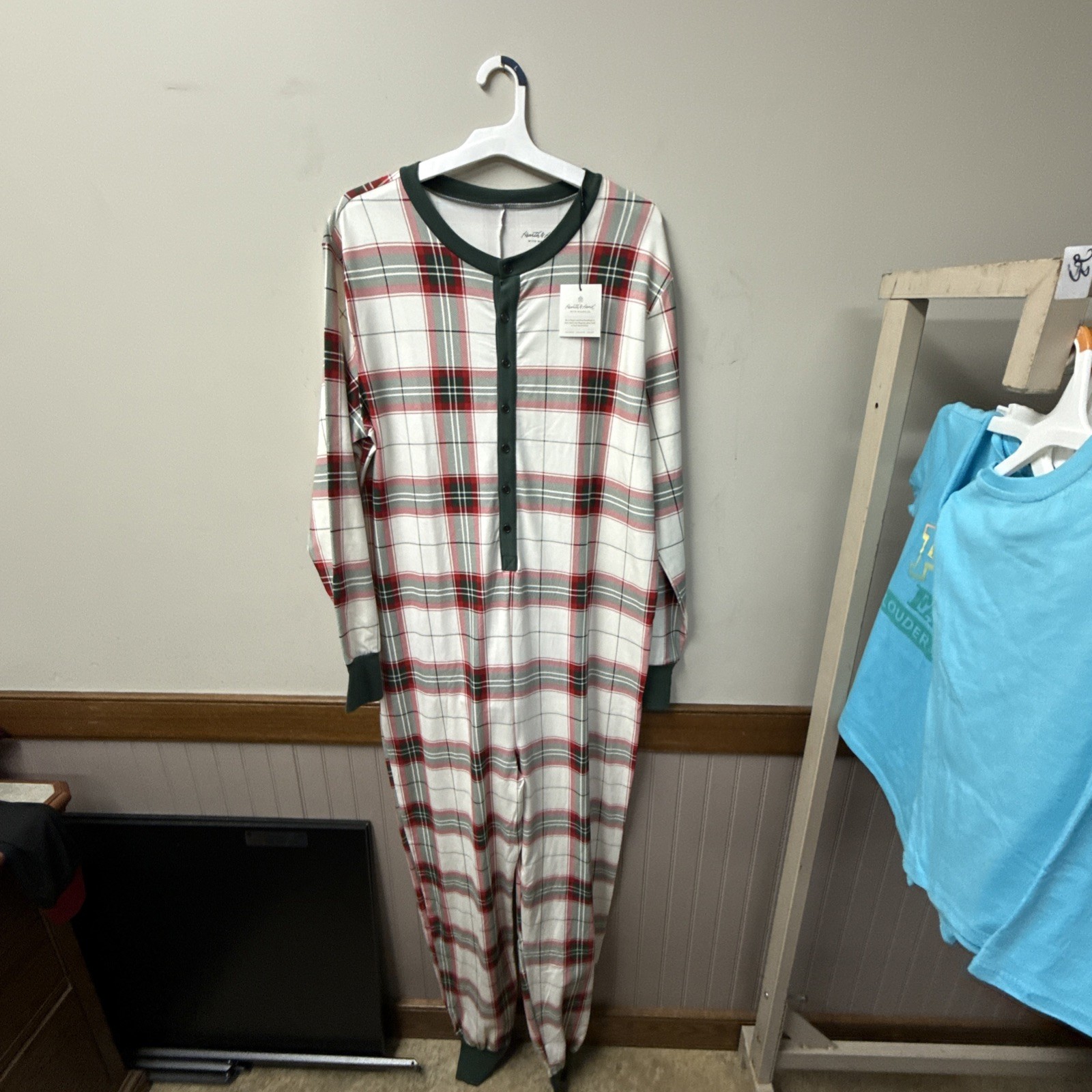 Hearth & Hand Magnolia Christmas Plaid Union Suit Pajamas NWT Large