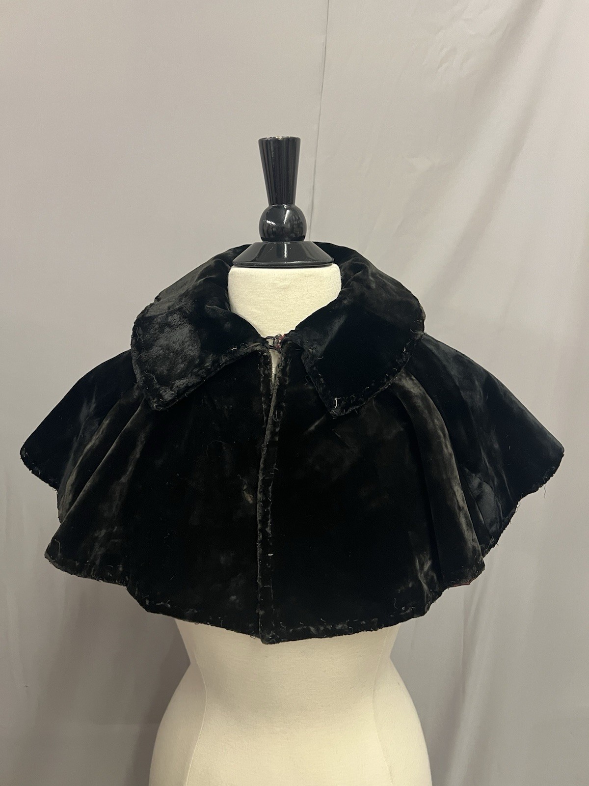 Elegant 1890’s Black Plush Velvet Caplet