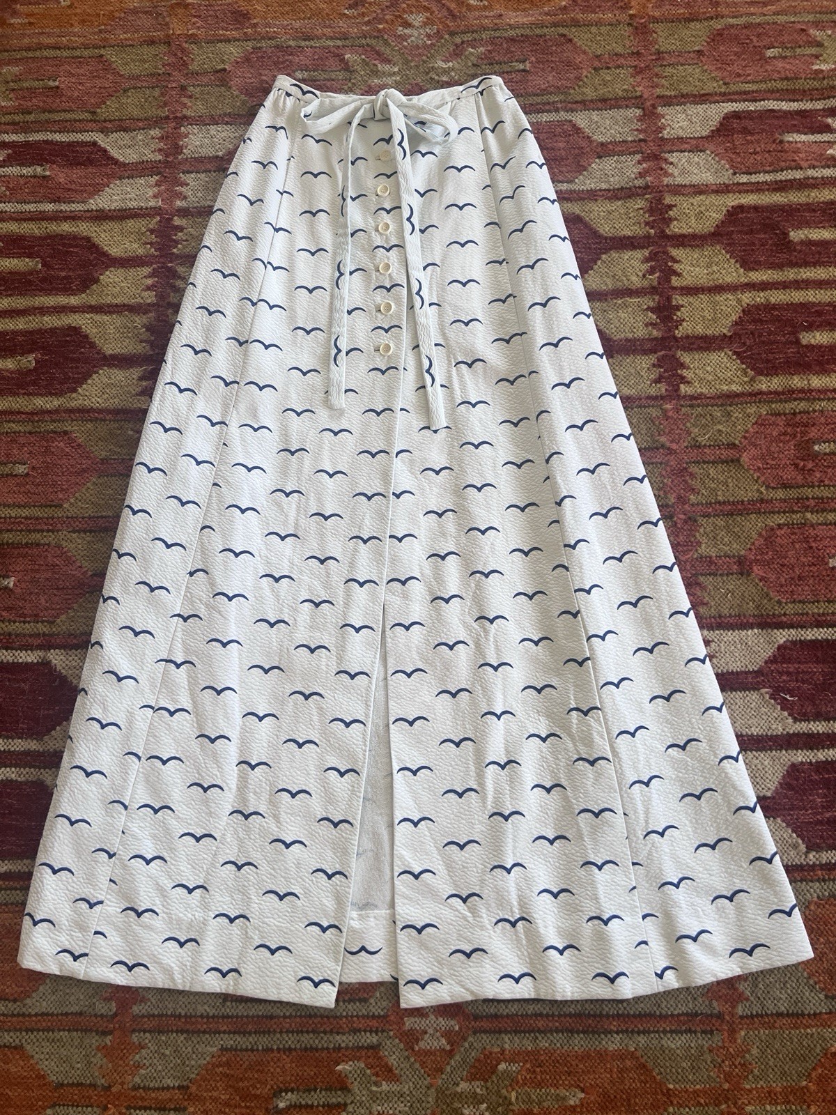 Vintage GIVENCHY 1970’s Full Length Skirt With Seagulls Made In France XS