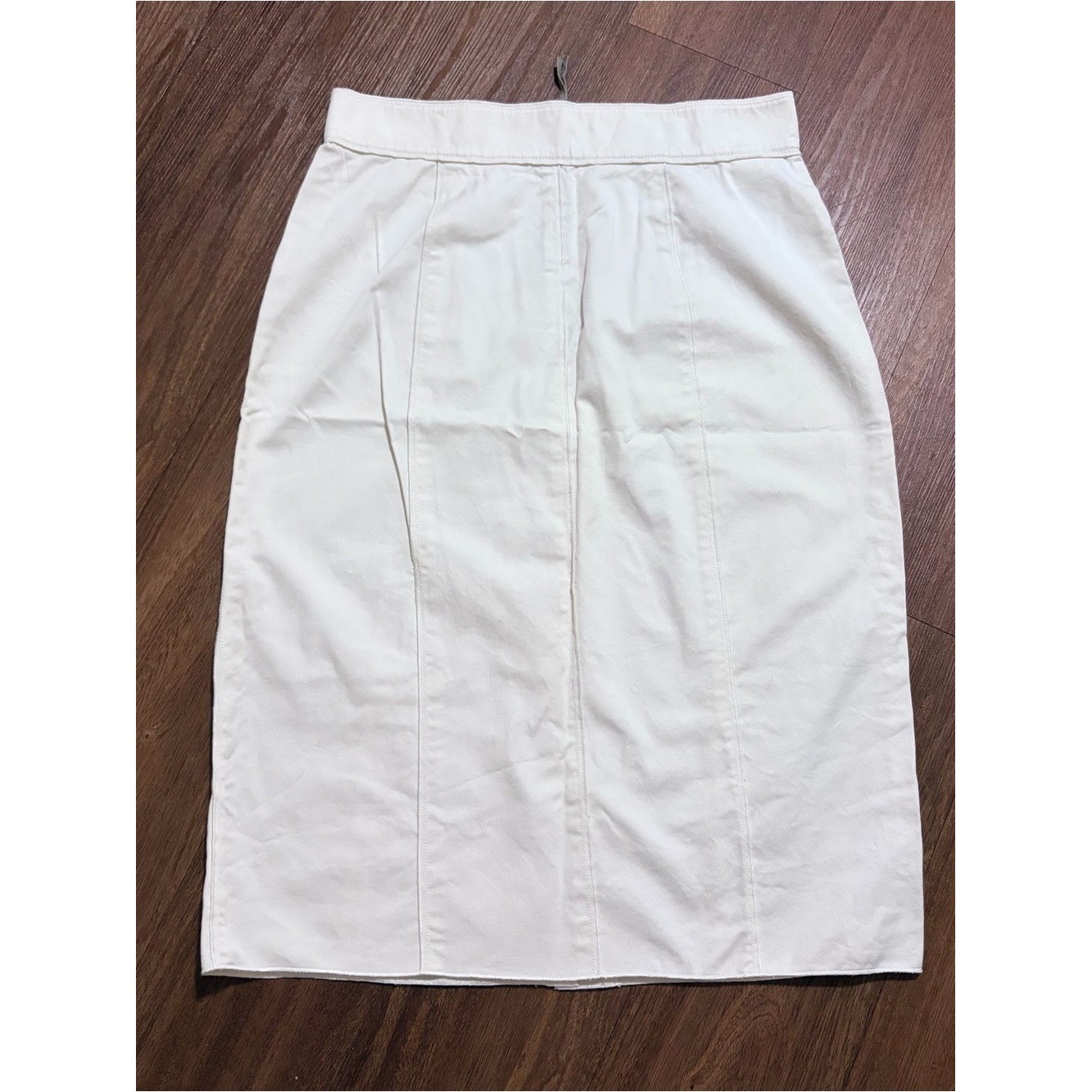Vintage D&G Dolce & Gabbana Off-White Cotton Blend Midi Pencil Skirt Sz 4