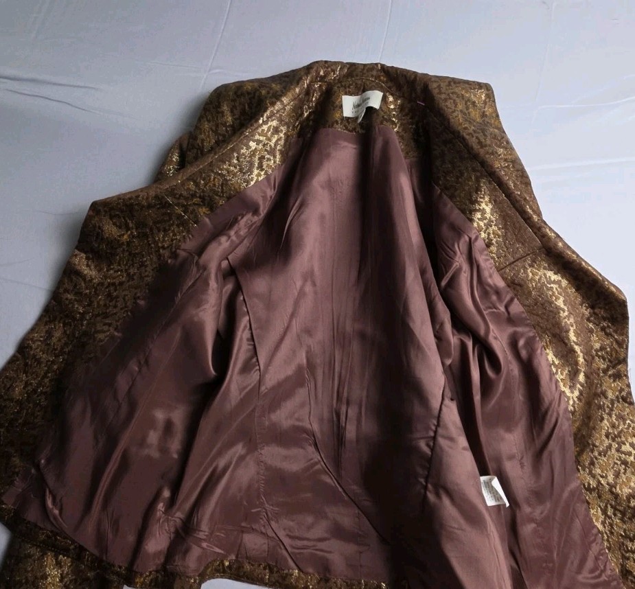 Vtg 80s Neiman Marcus Exclusive Metallic Brocade Skirt Suit Women 4 Dynasty Glam