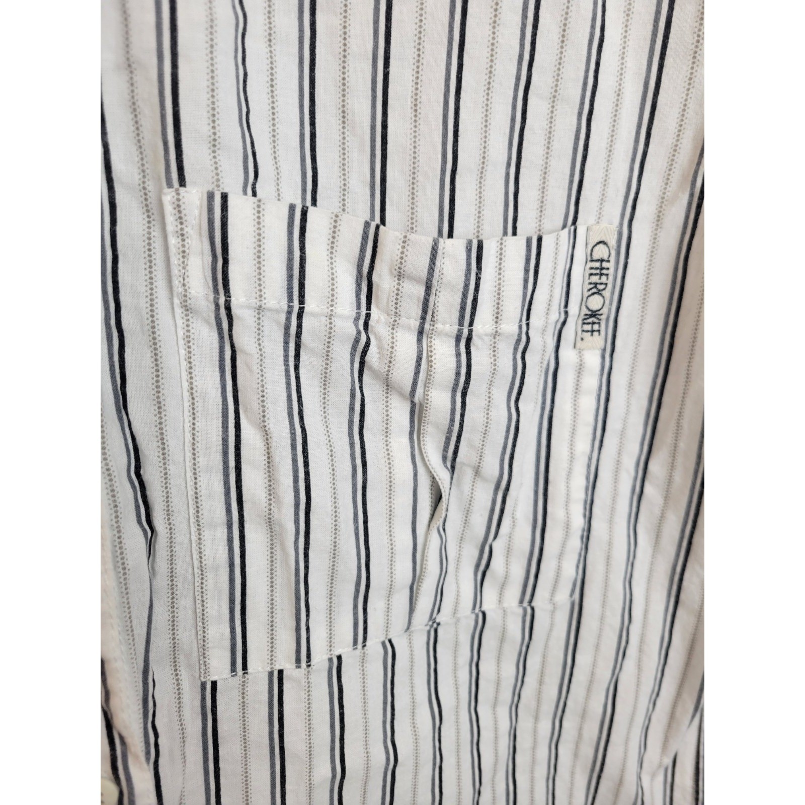 Cherokee Button Down Shirt Vintage 90s Minimalist Striped Short Sleeve White M/L