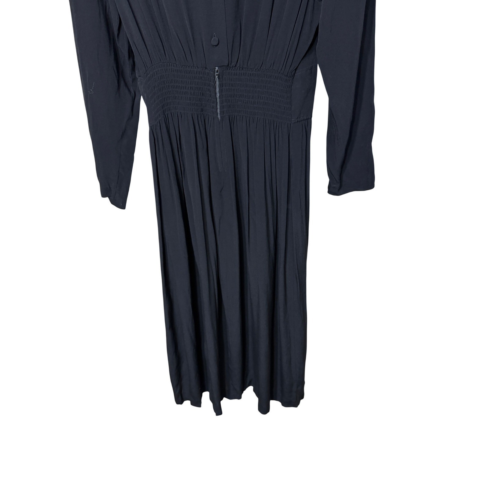 Karin Stevens Vintage Black Rayon Midi Dress Embroidered Size M