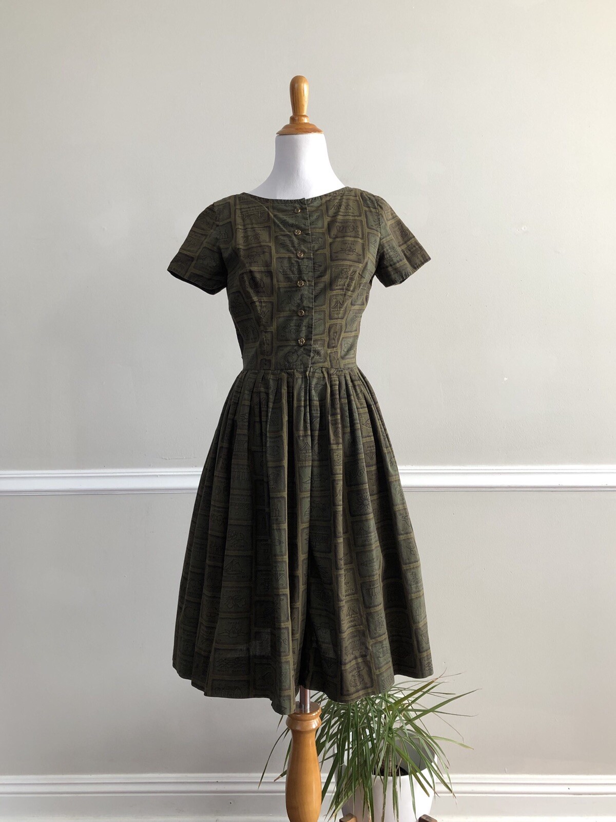 Vtg 50s/60s BETTY BARCLAY Fifty Nifty United States Day Dress Cotton Novelty