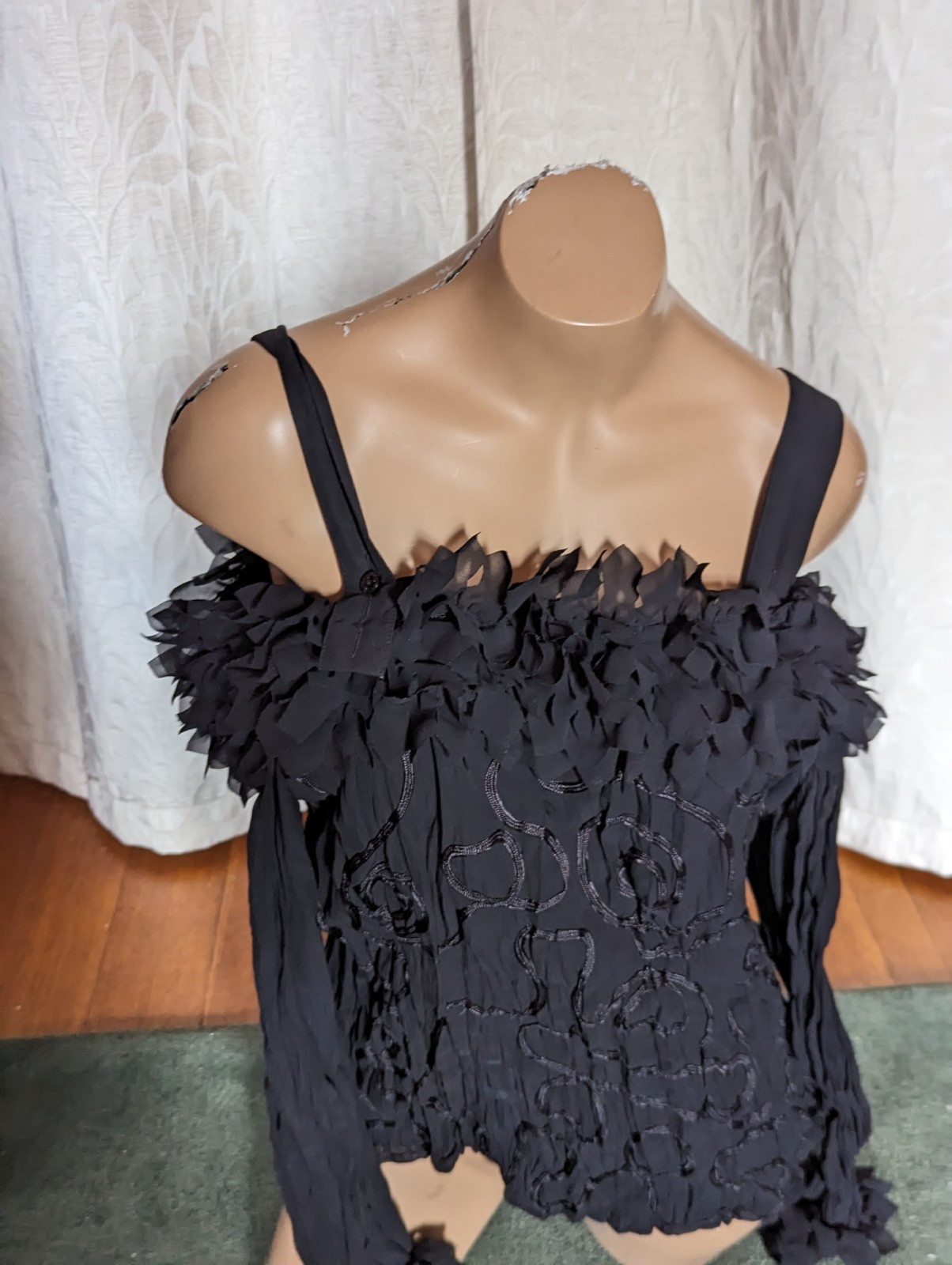 Vintage 1990s Samuel Dong Cold Shoulder Whimsygoth Fairy Avant Garde Blouse Sz L
