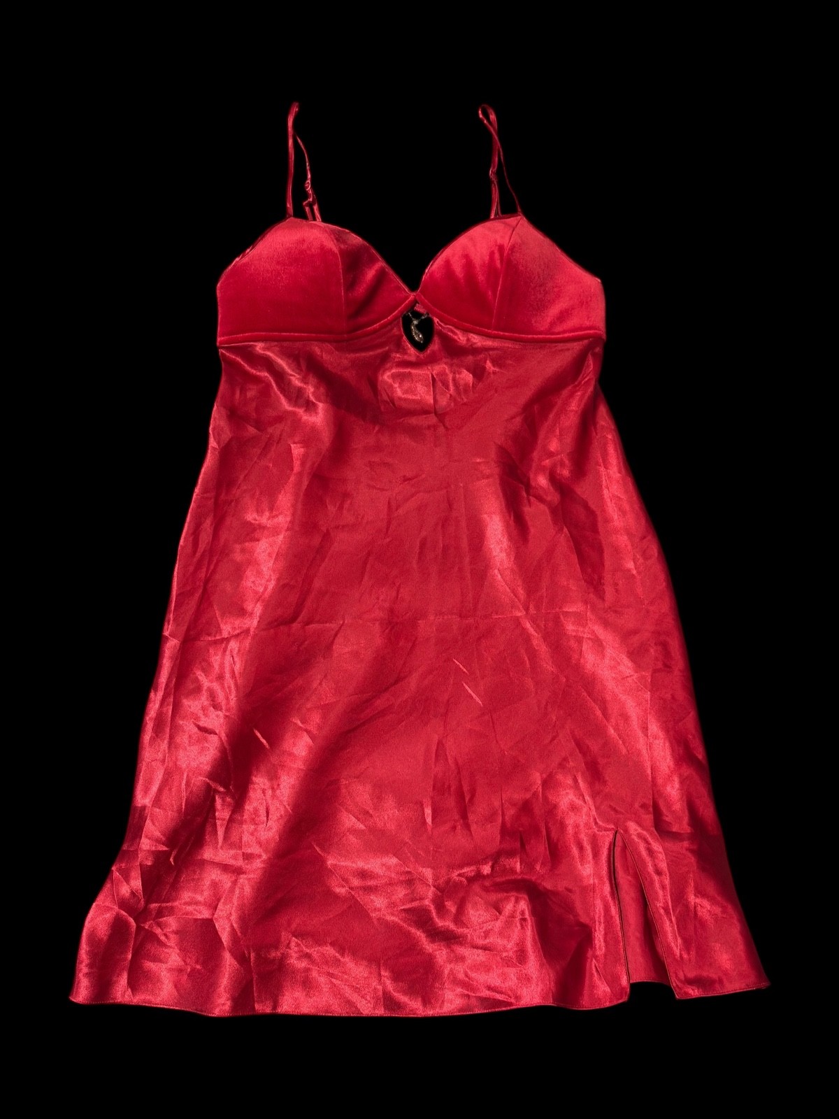 Vintage Hunkemöller Red Satin Slip Dress Chemise Nightgown Lingerie Y2K