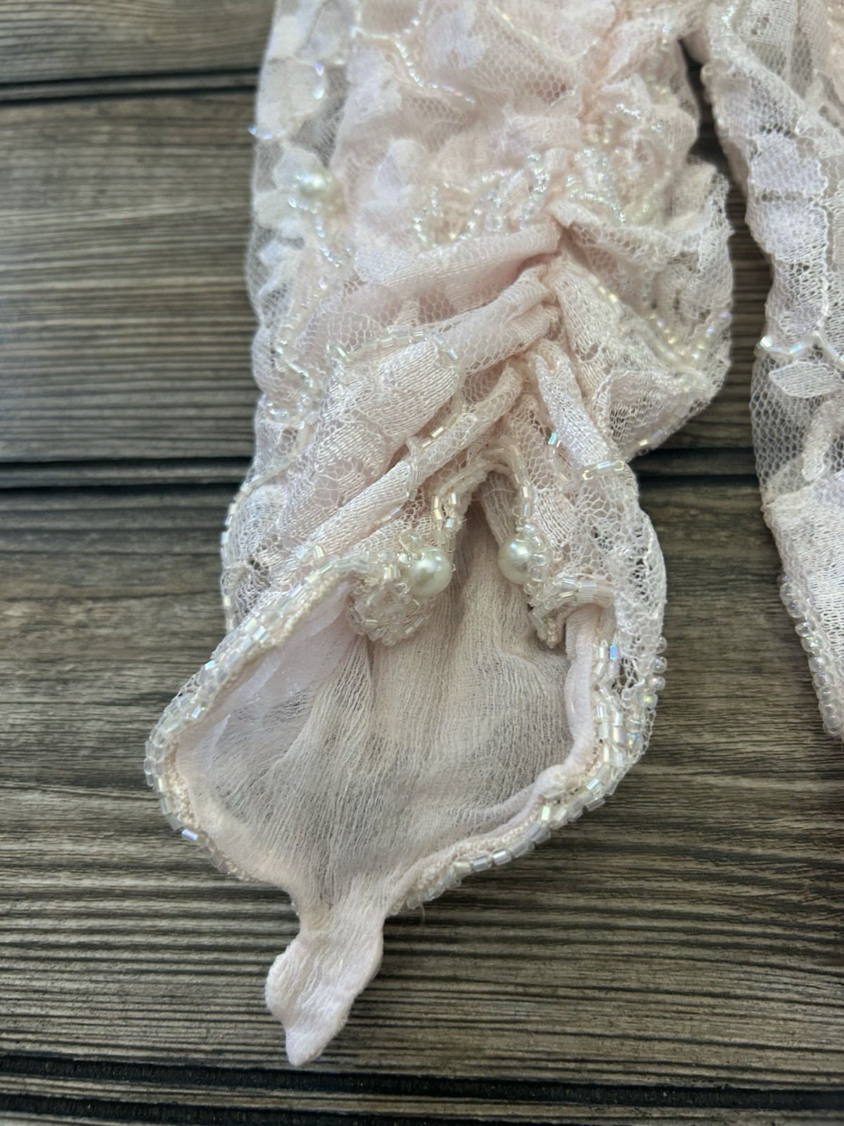 Vintage Judith Ann Plus Creations Beaded Sequin Lace Blush Pink 2 Piece 16-18