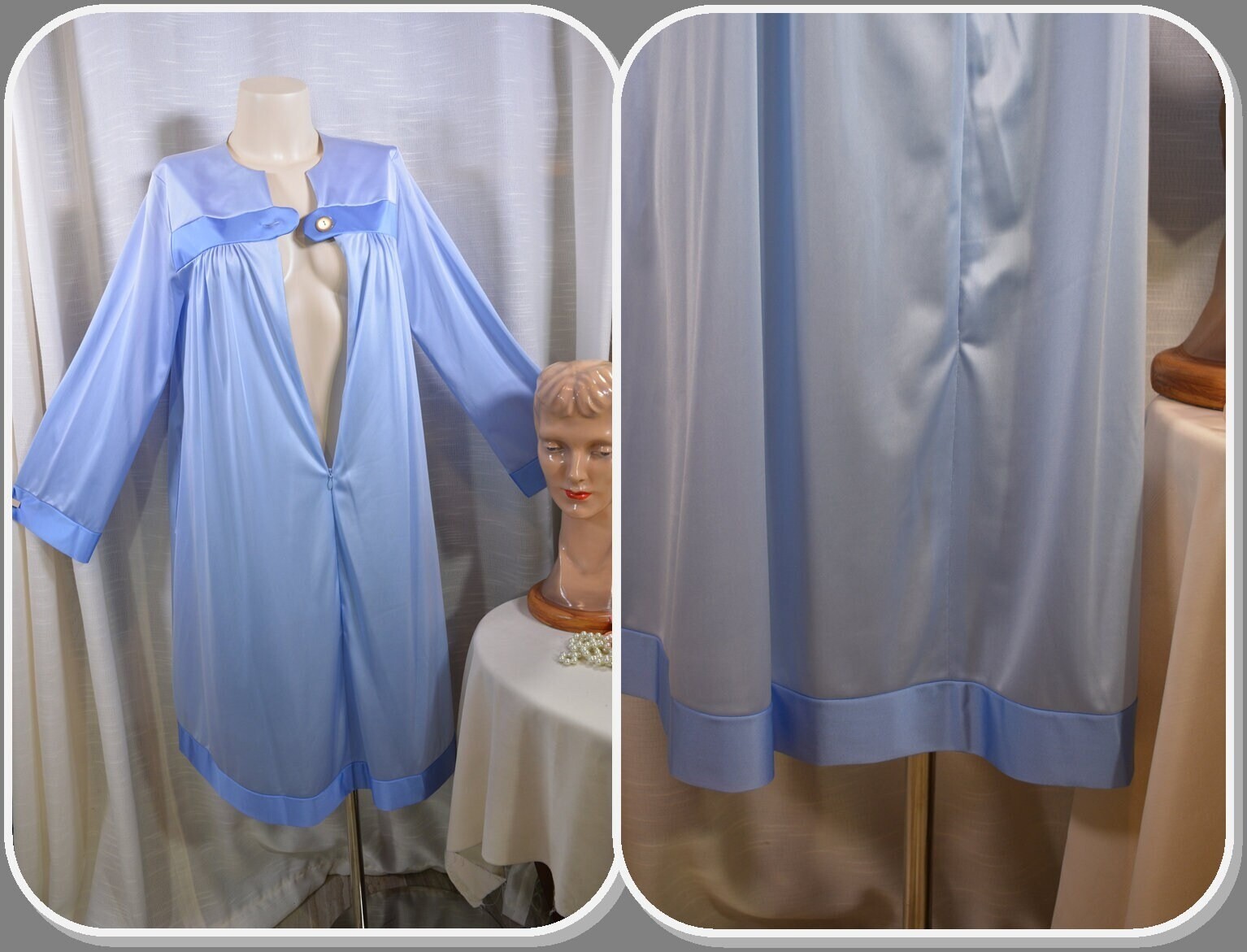SHADOWLINE Robe or House Coat, Blue, Button & Zip Front, NOS With Tags VTG 70&rsquo;s