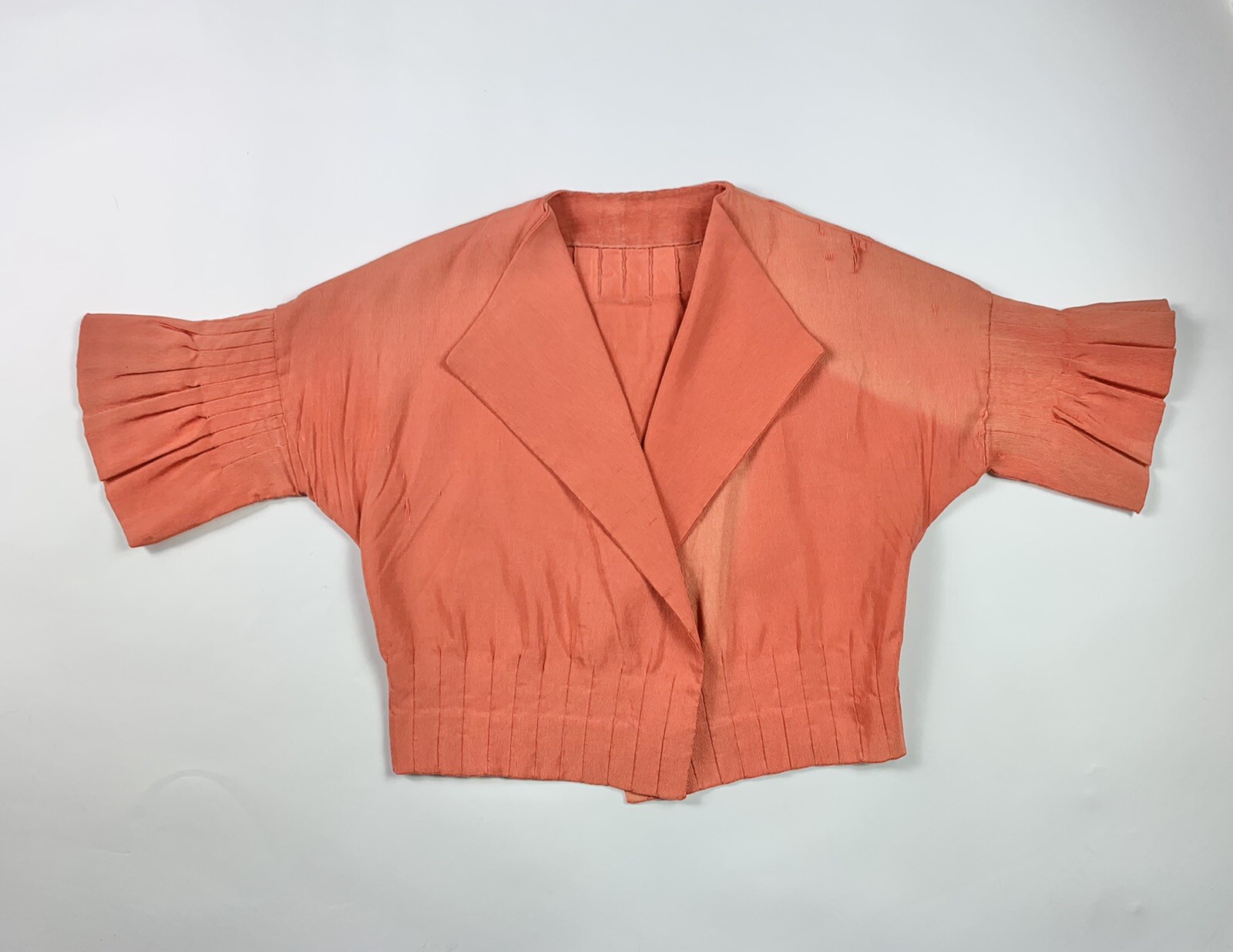1930s Orange Faille Ruffled Bolero Jacket W/ Gorgeous seaming