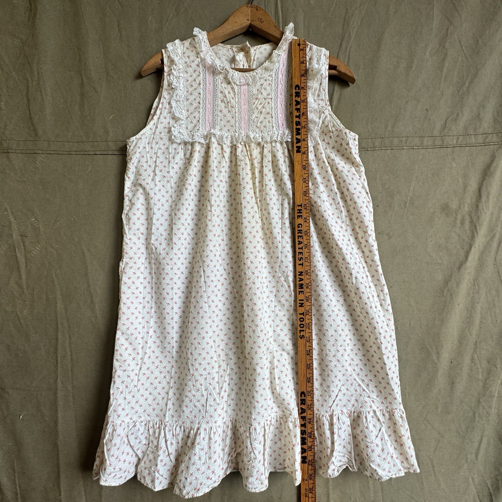 Vintage 60s Women’s Nightgown Mr. P.J. Pink Flowers Boho Folk 18X32.5 READ
