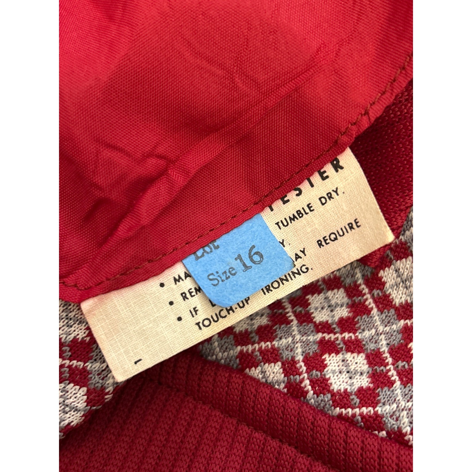 Vtg 70s Unbranded 3 Piece Skirt Set Mod Academic Geometric Red White Size 16