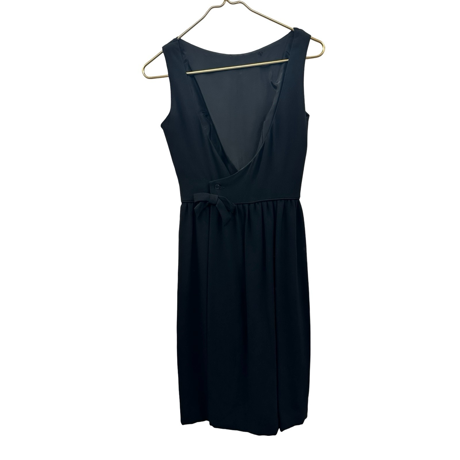Vintage 1960s Black Fit & Flare Sleeveless Dress ILGWU Union Made Classic Midi