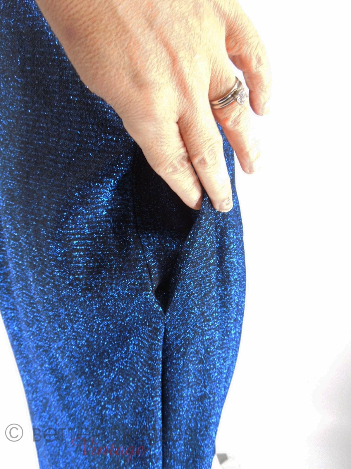 Vintage 60s Maxan Duster Coat in Sparkly Blue – med, lg