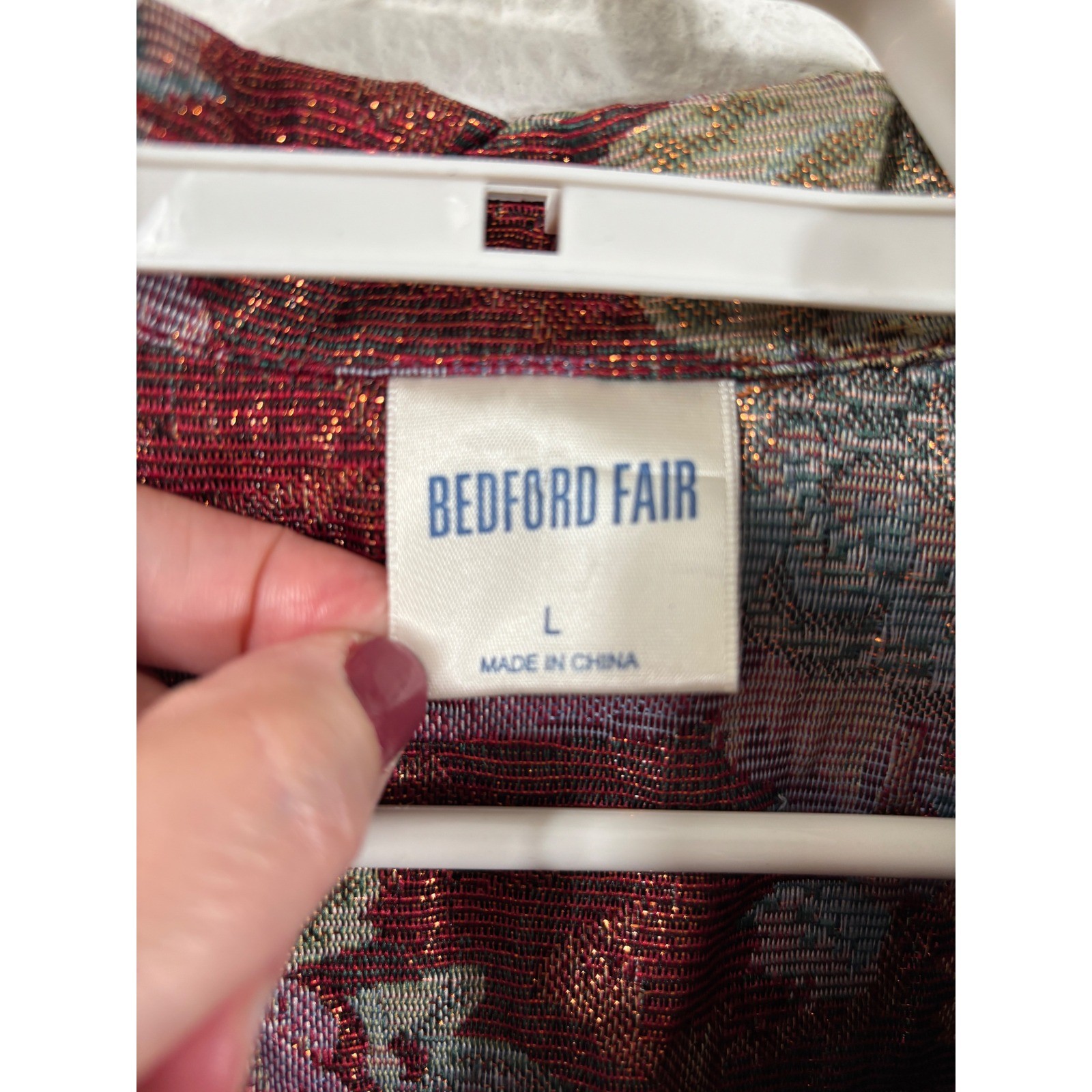 Bedford Fair Jacket Womens L Multicolor Vintage Y2K Metallic Floral Cottagecore