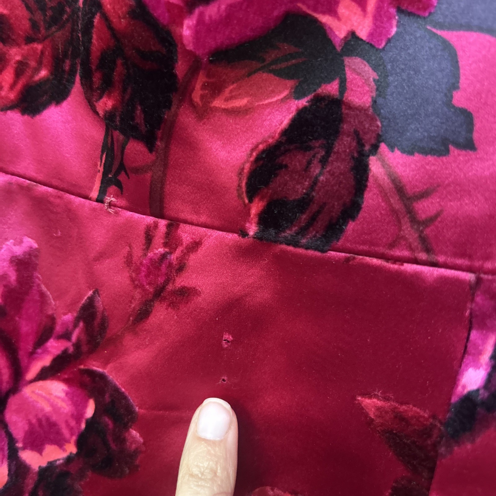 Gorgeous Vintage 50s Adele’s Silk Satin L Velvet Burn Out Dress