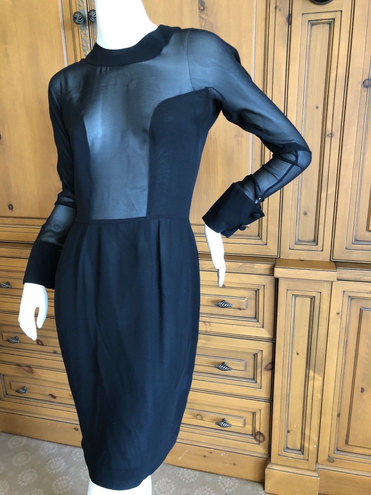 TO DIE FOR Christian Lacroix Lux Sheer Black Silk Cocktail Dress with Cape