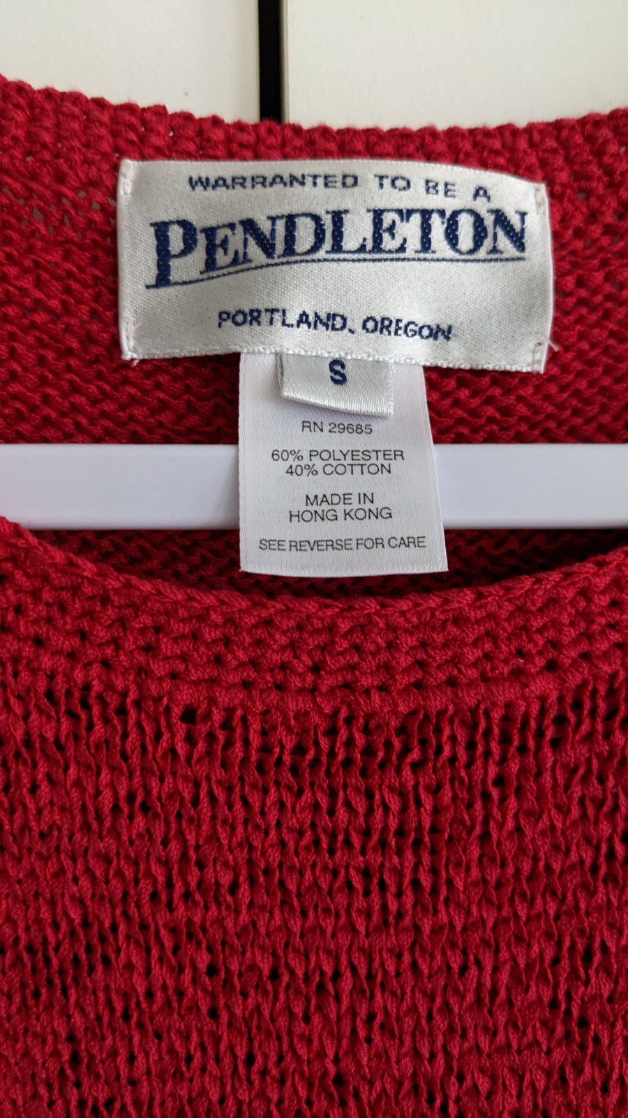 Vintage Pendleton Red Crew Neck Sweater Vest Size Small