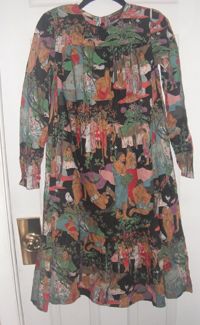 Scarce Vintage Hatti Carnegie Dress for Dianne B NY Paul Gauguin Design sz 4-34
