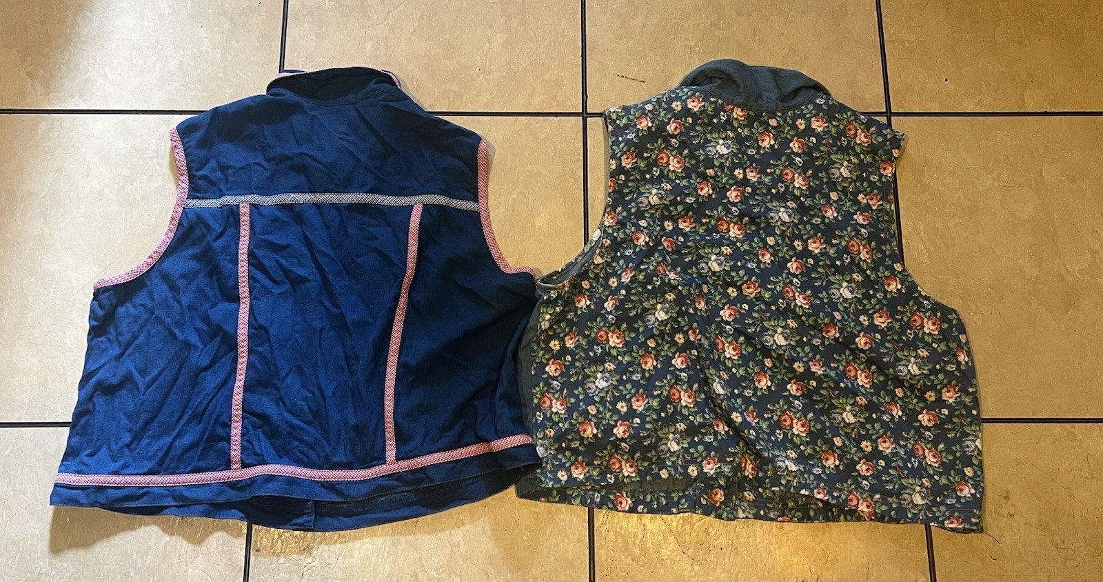 Vintage Koret Vest 90s 2 Lot Elementary School Teacher Vibes 22w Floral Blue